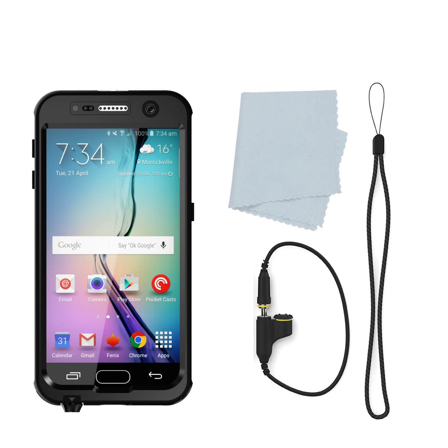 Galaxy S7 Waterproof Case PunkCase StudStar Black Thin 6.6ft Underwater IP68 Shock/Dirt/Snow Proof