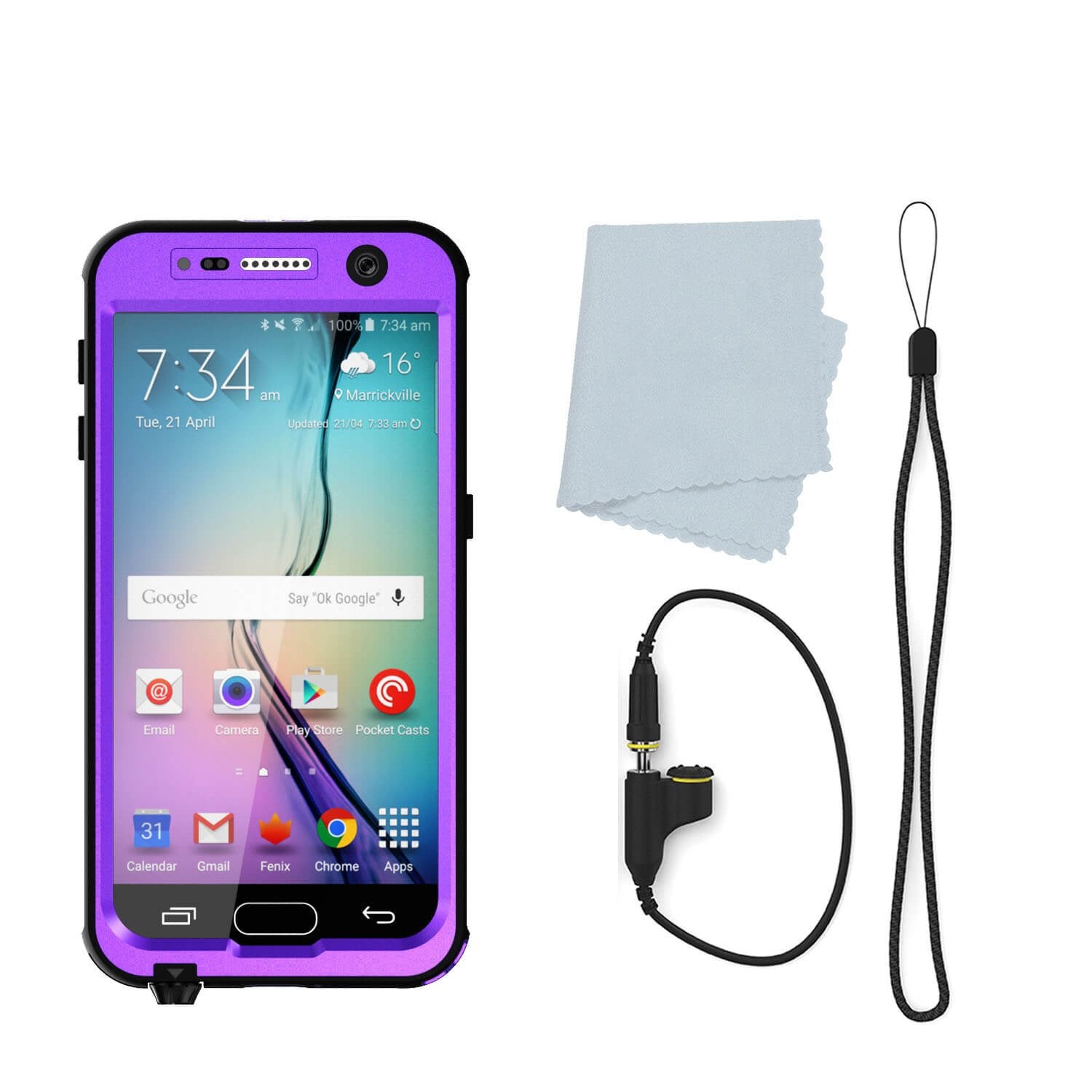 Galaxy S7 Waterproof Case PunkCase StudStar Purple Thin 6.6ft Underwater IP68 Shock/Dirt/Snow Proof