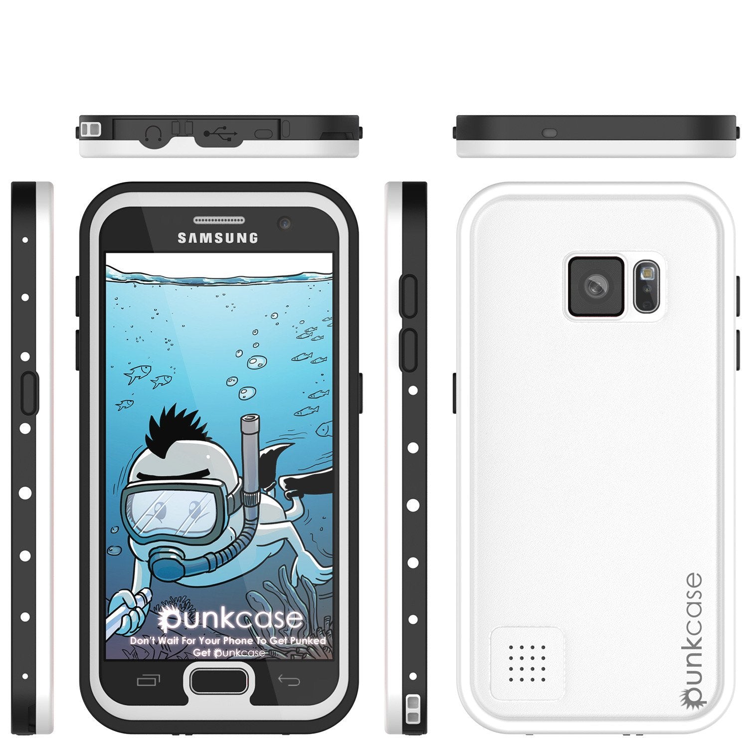 Galaxy S7 Waterproof Case, Punkcase StudStar White Thin 6.6ft Underwater IP68 Shock/Dirt/Snow Proof