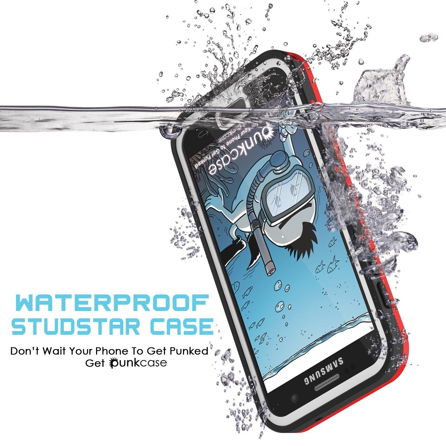 Galaxy S7 Waterproof Case PunkCase StudStar Red Thin 6.6ft Underwater IP68 Shock/Dirt/Snow Proof