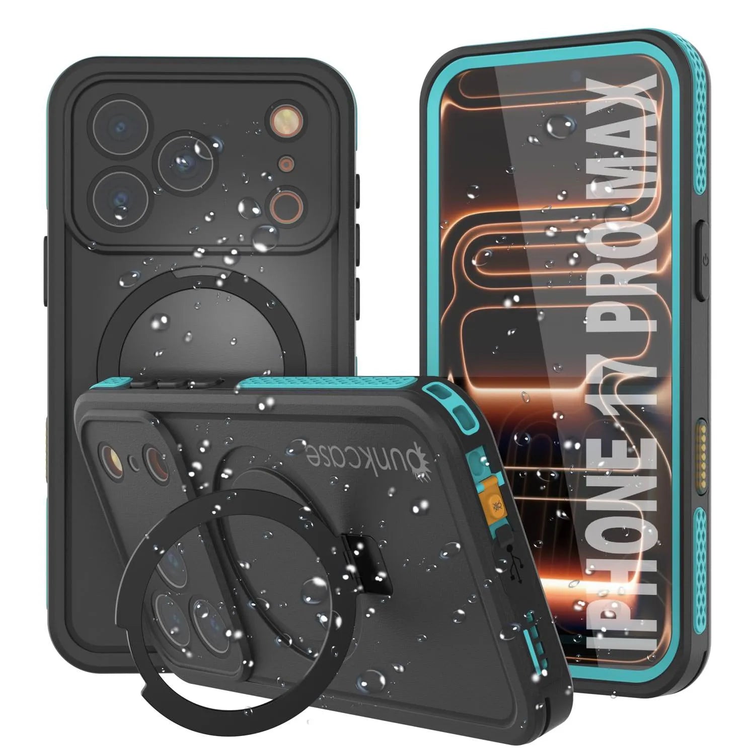 iPhone 17 Pro Max Waterproof Case [Kickstud 2.0 Series] Protective IP68 Cover W/Screen Protector & Kickstand [Teal]