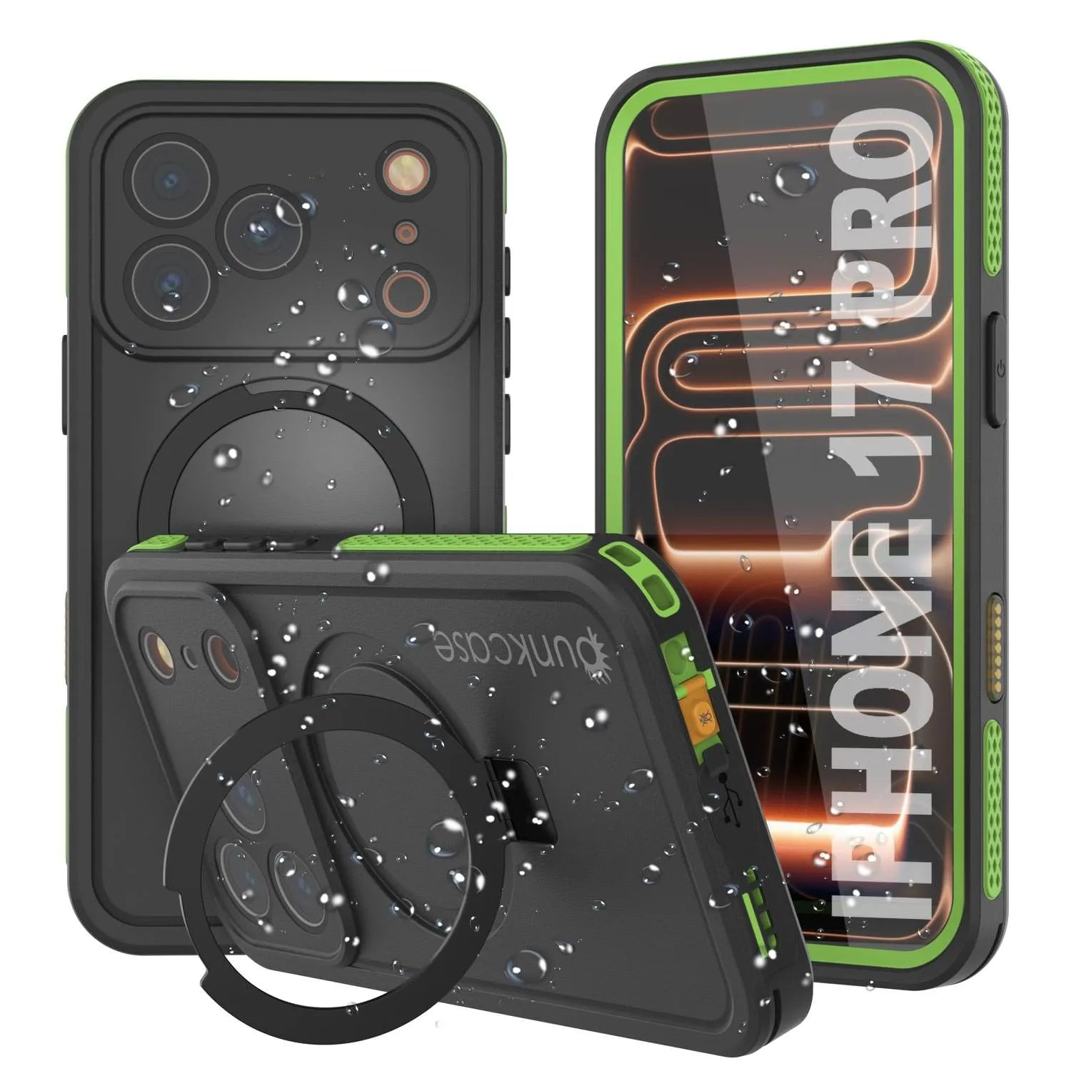 iPhone 17 pro Waterproof Case [Kickstud 2.0 Series] Protective IP68 Cover W/Screen Protector & Kickstand [Green]