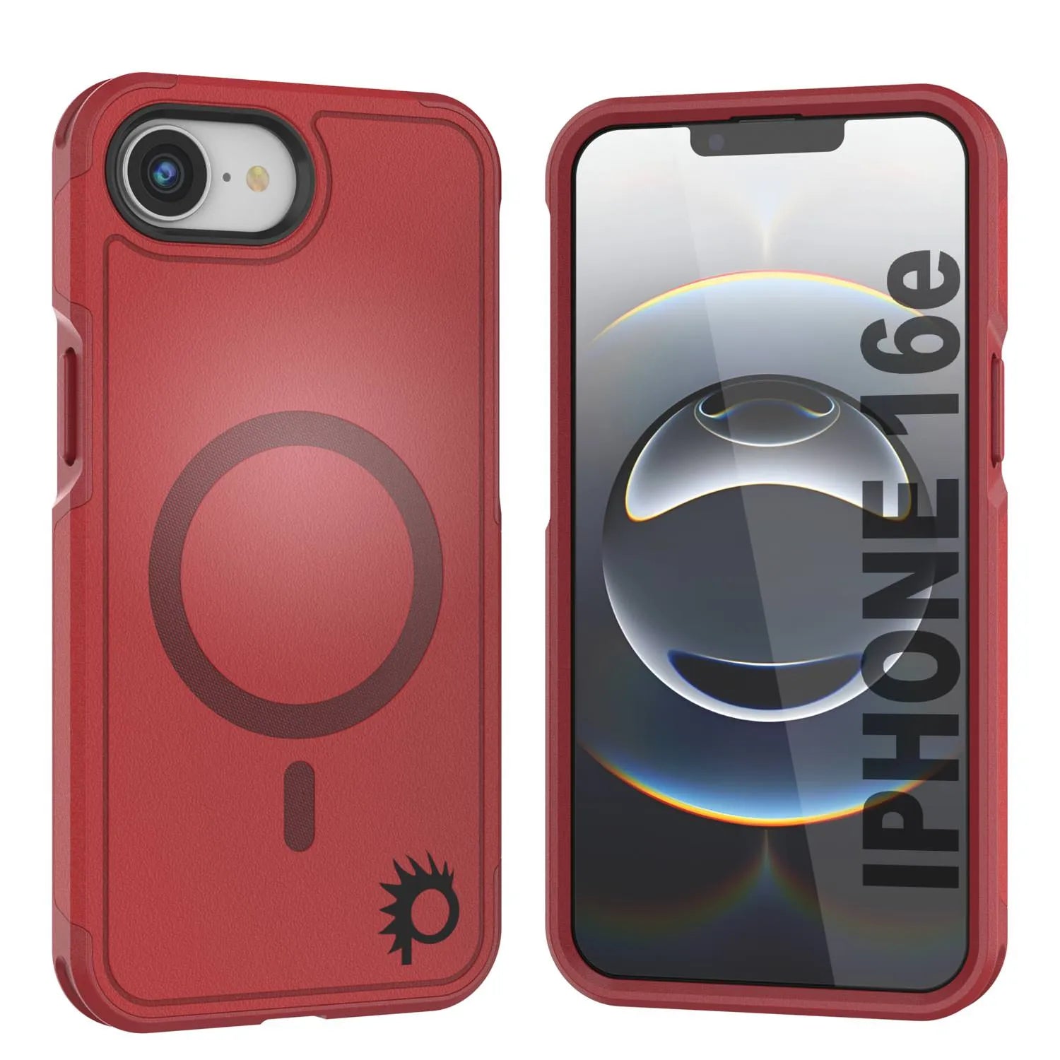PunkCase iPhone 16e Case, [Spartan 2.0 Series] Clear Rugged Heavy Duty Cover W/Built in Screen Protector [red]