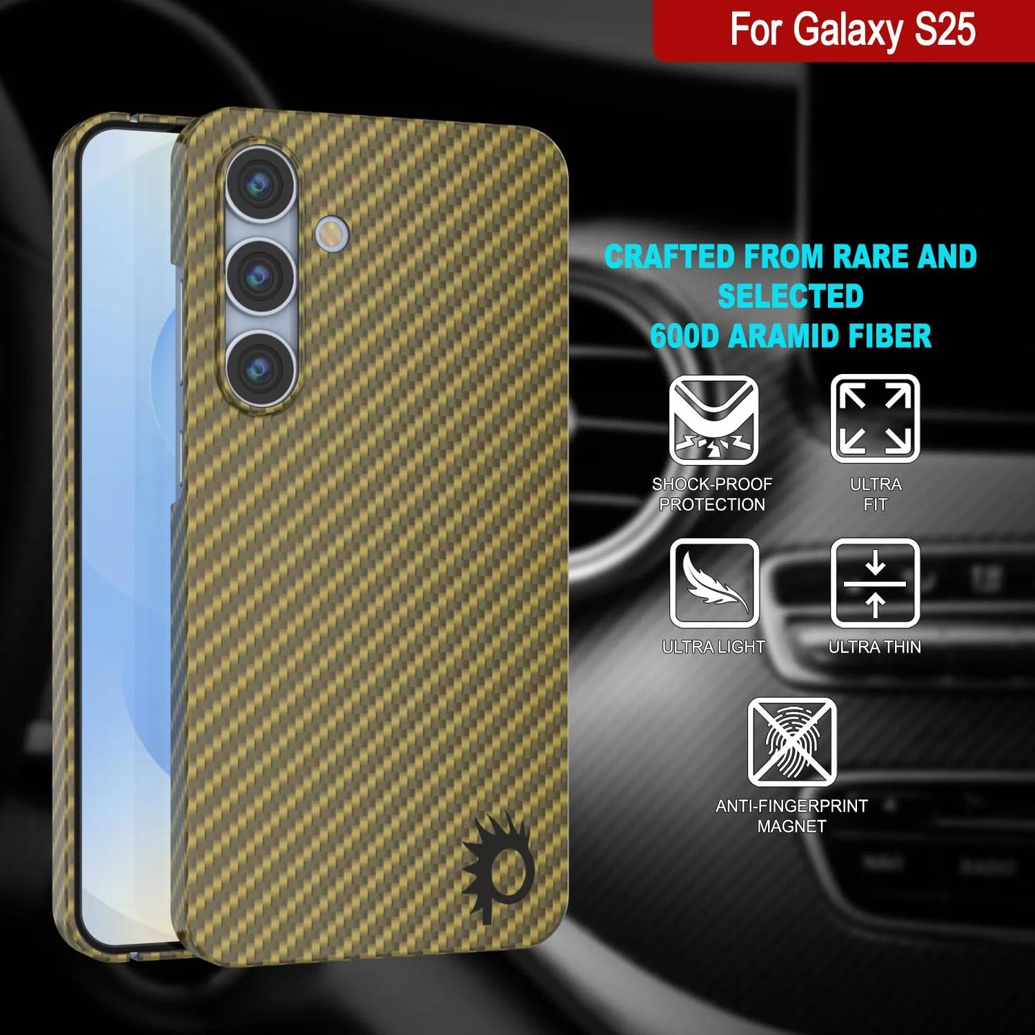 Punkcase Galaxy S25 Carbon Fiber Case [AramidShield Series] Ultra Slim & Light Kevlar [Rose]