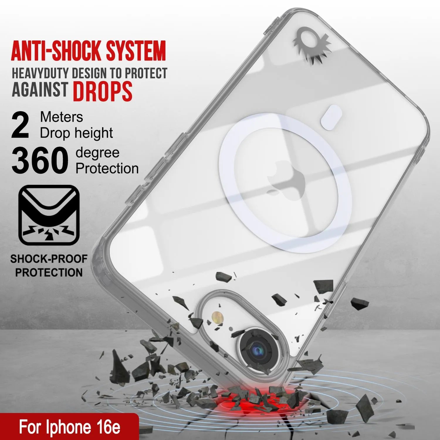 Punkcase iPhone 16e Magnetic Wireless Charging Case [ClearMag Series][Silver]