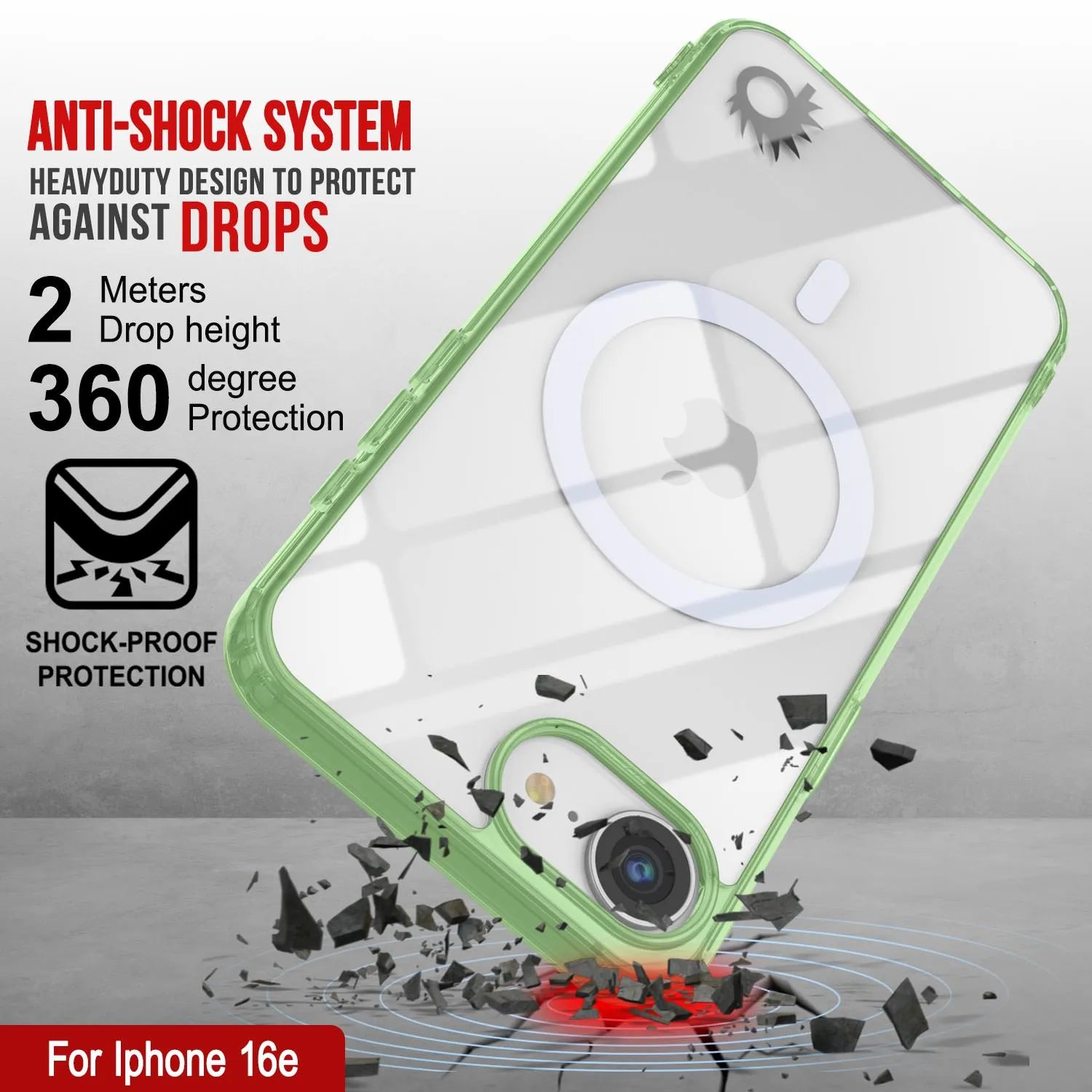 Punkcase iPhone 16e Magnetic Wireless Charging Case [ClearMag Series][Green]