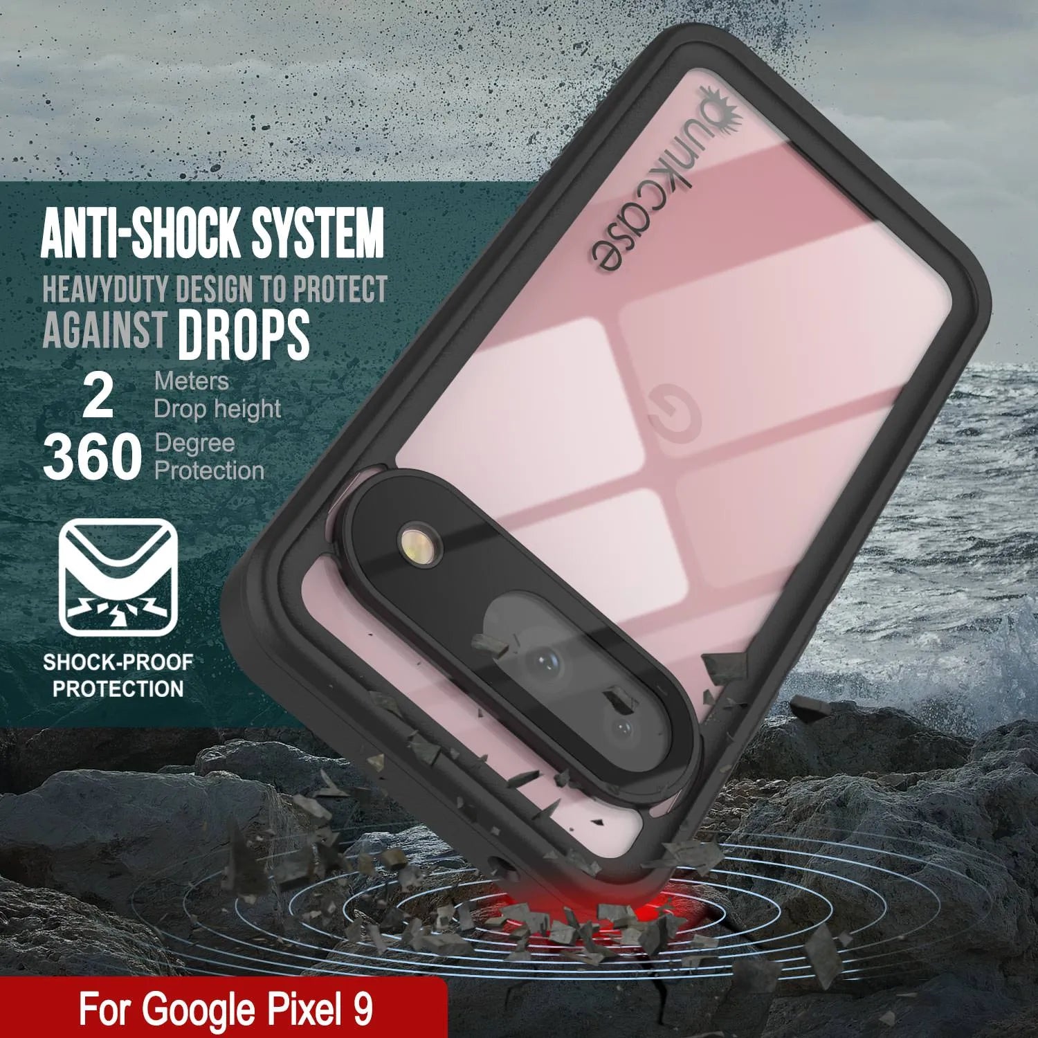 Google Pixel 9  Waterproof Case, Punkcase [Extreme Series] Armor Cover W/ Built In Screen Protector [Teal]