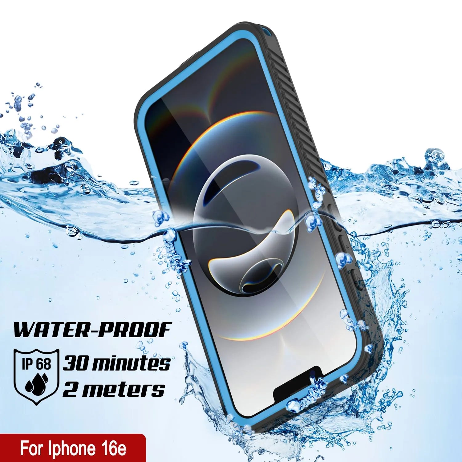 iPhone 16e Waterproof Case, Punkcase [Extreme Series] Armor Cover W/ Built In Screen Protector [Navy Blue]