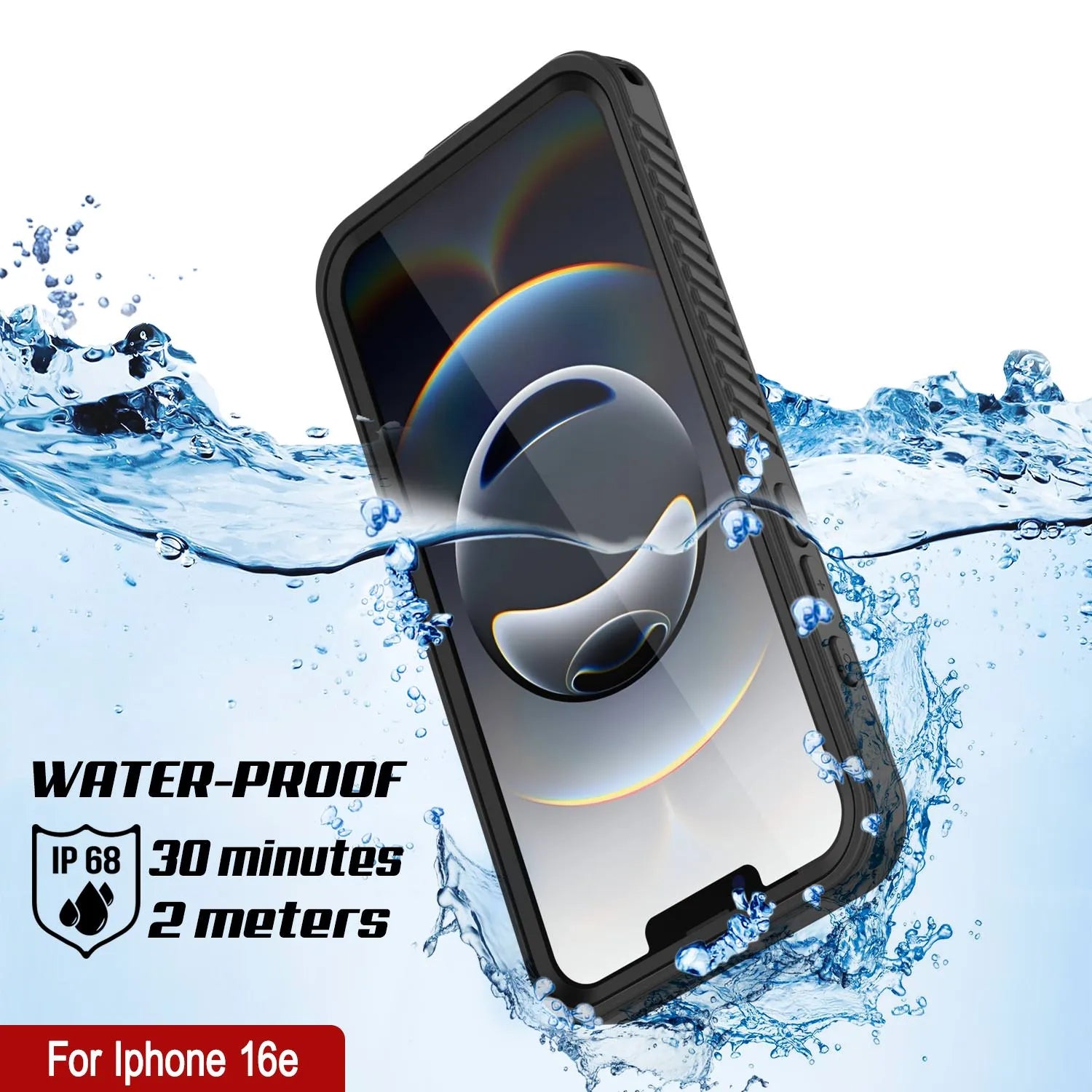 iPhone 16e  Waterproof Case, Punkcase [Extreme Mag Series] Armor Cover W/ Built In Screen Protector [Black]