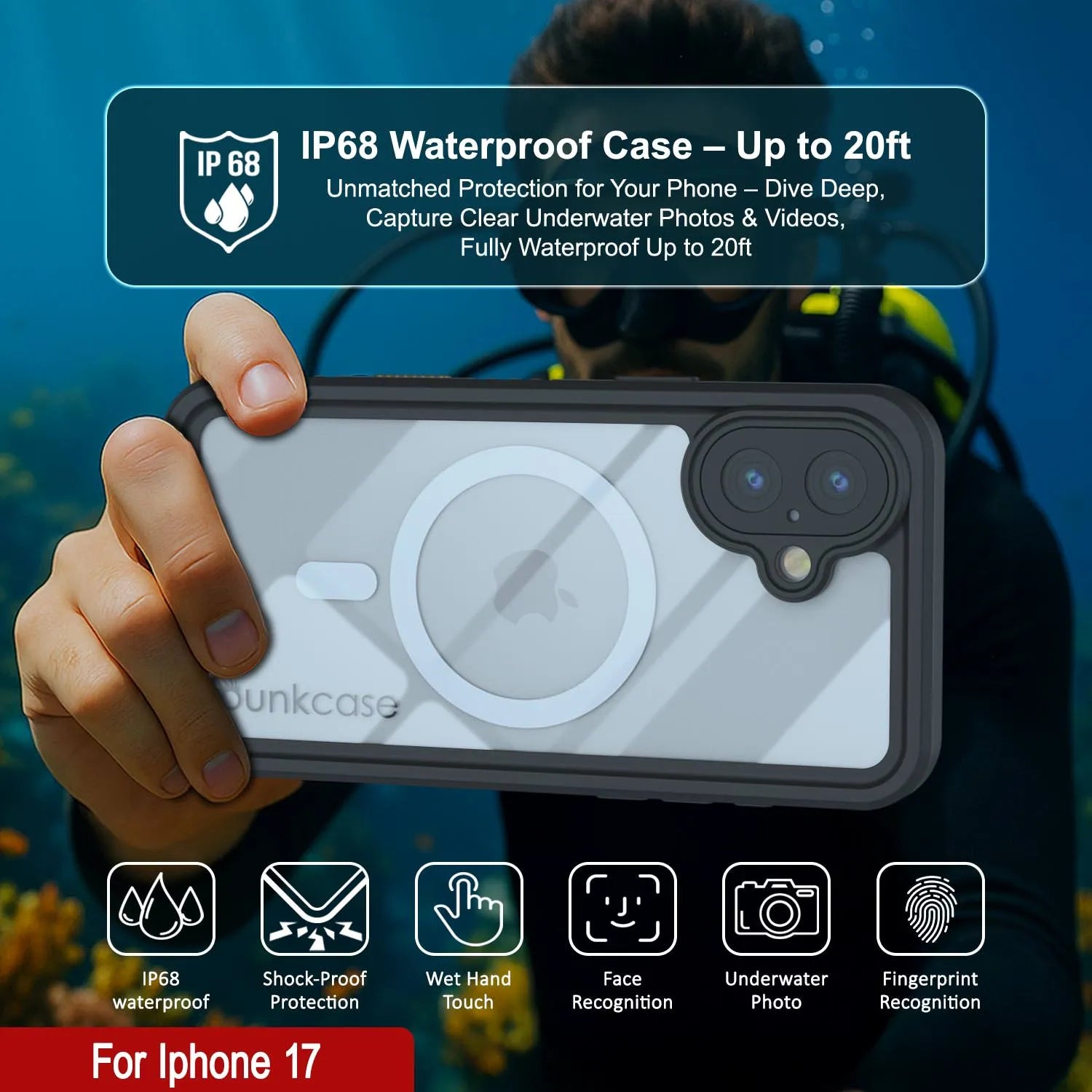 iPhone 17 Waterproof Case, Punkcase [Extreme Series] Armor Cover W/ Built In Screen Protector [Navy Blue]