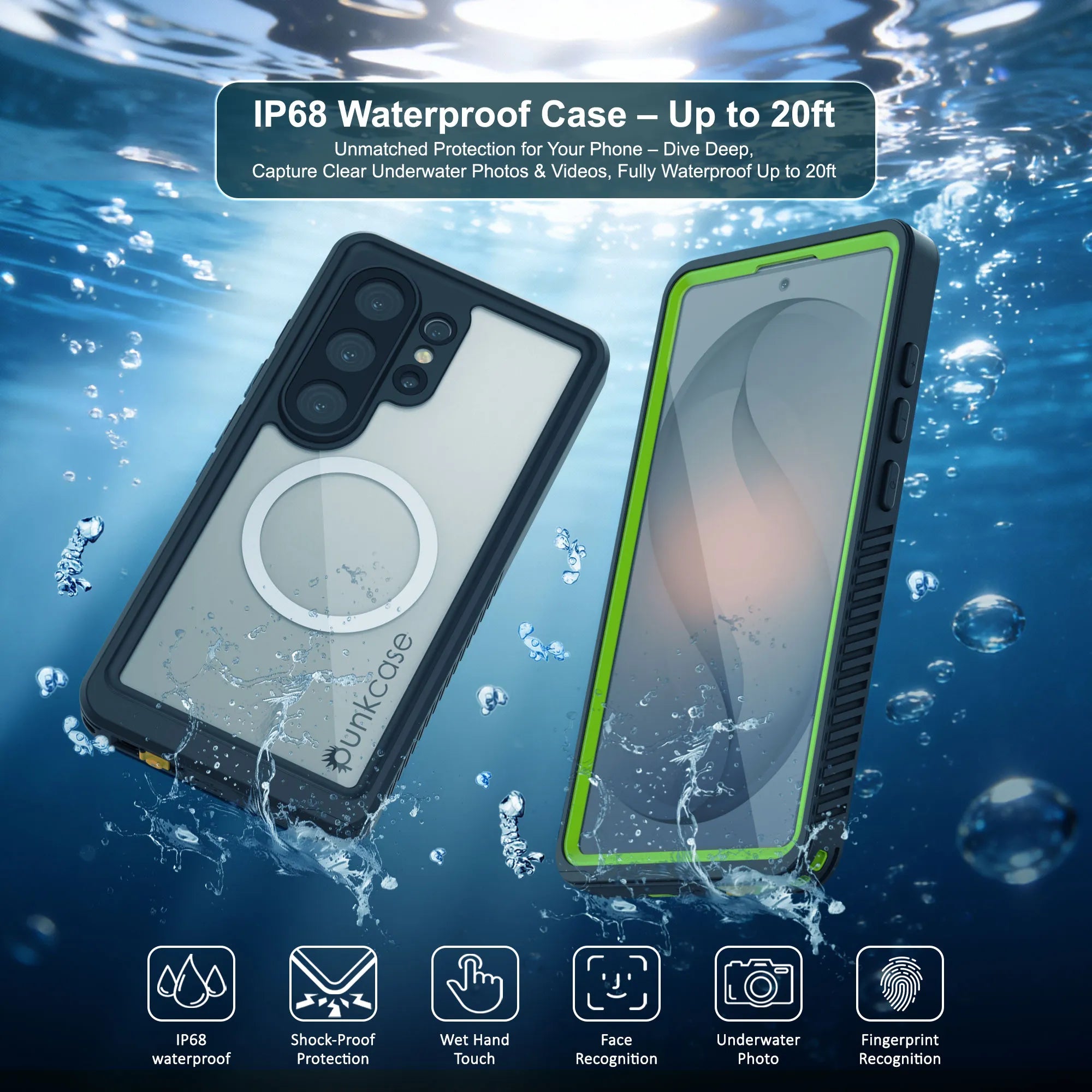 Galaxy S26 Ultra Waterproof Case, Punkcase [Extreme Mag Series] Armor Cover W/ Built In Screen Protector [Green]