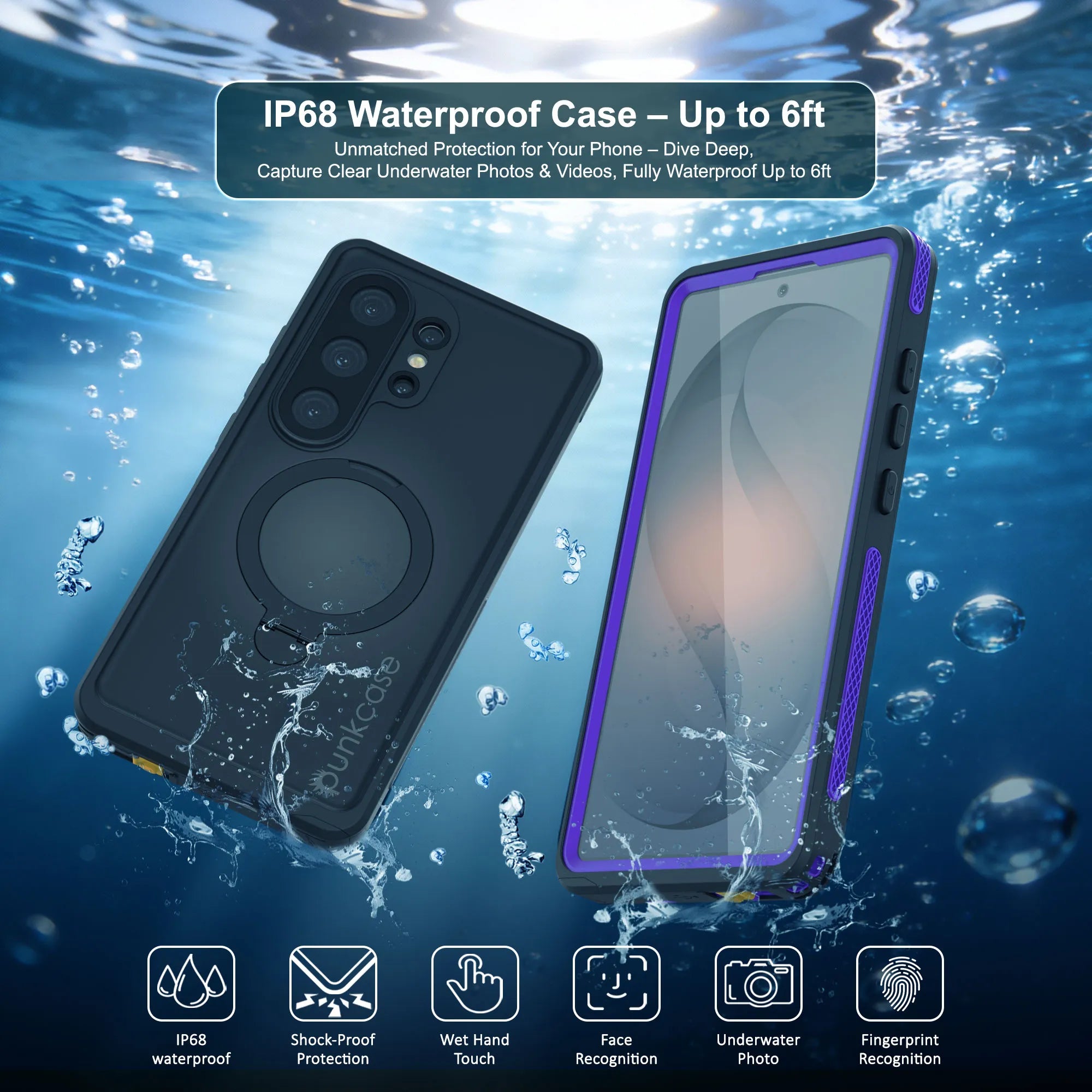 Galaxy S26 Ultra Waterproof Case [Kickstud 2.0 Series] Protective IP68 Cover W/Screen Protector & Kickstand [Purple]
