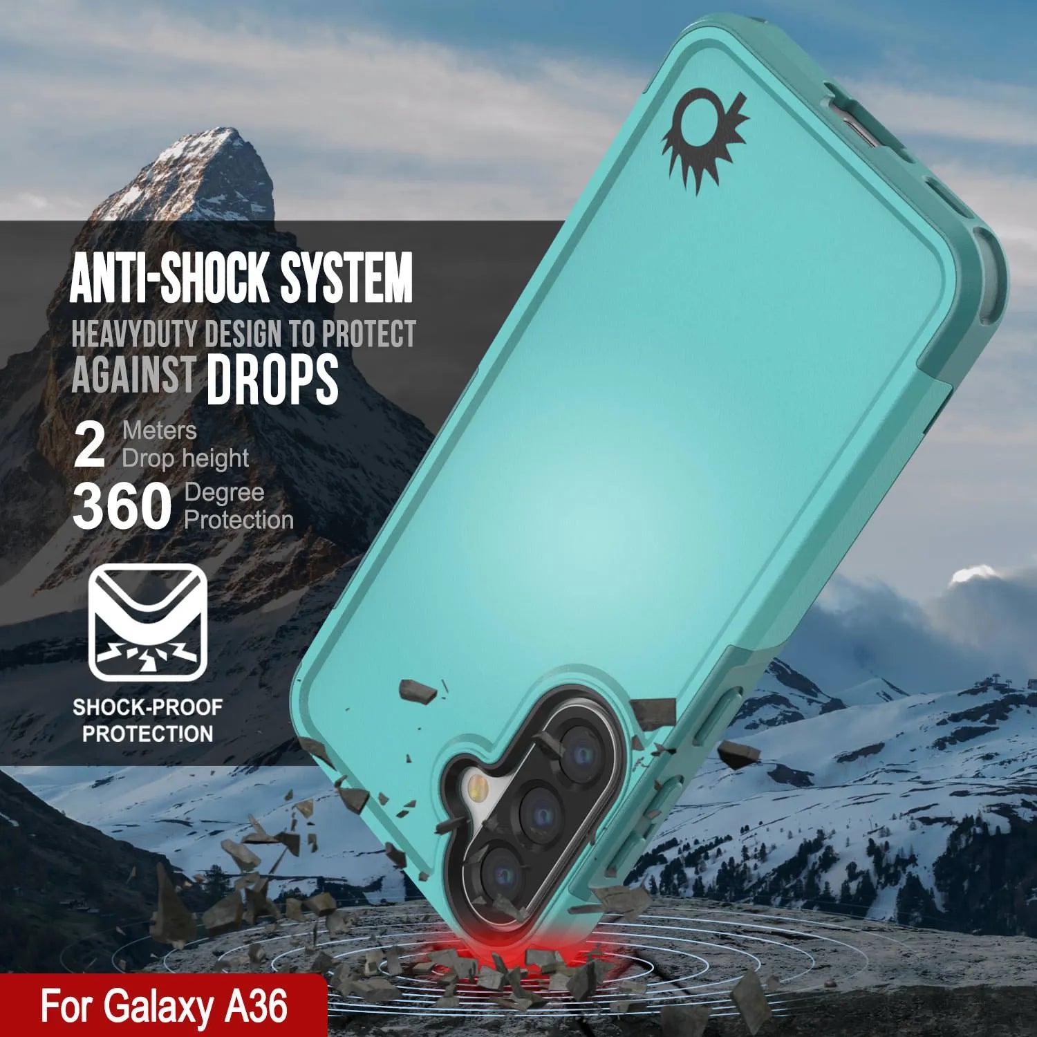 PunkCase Galaxy A36 Case, [Spartan 2.0 Series] Clear Rugged Heavy Duty Cover [Light Blue]