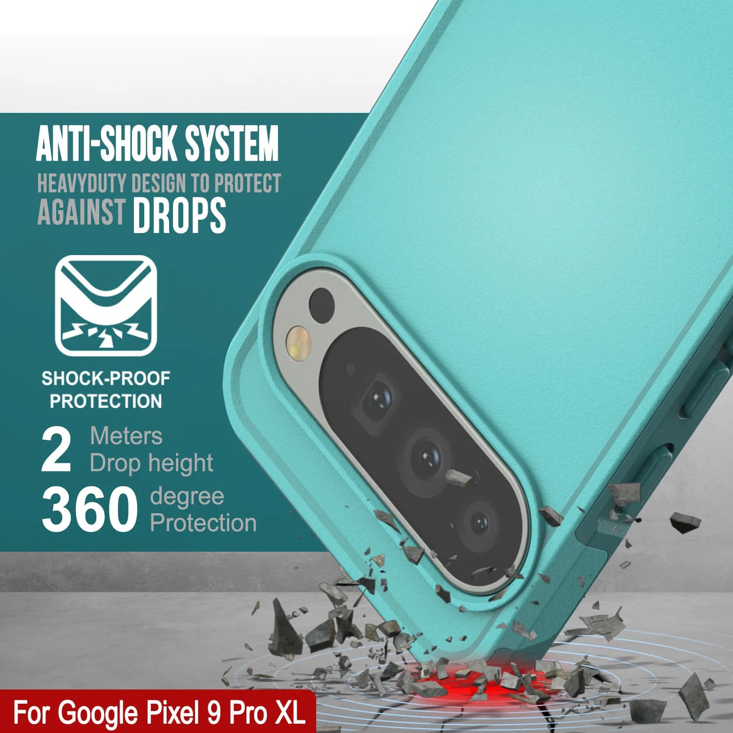 PunkCase Google Pixel 9 Pro XL Case, [Spartan 2.0 Series] Clear Rugged Heavy Duty Cover W/Built in Screen Protector [Blue]