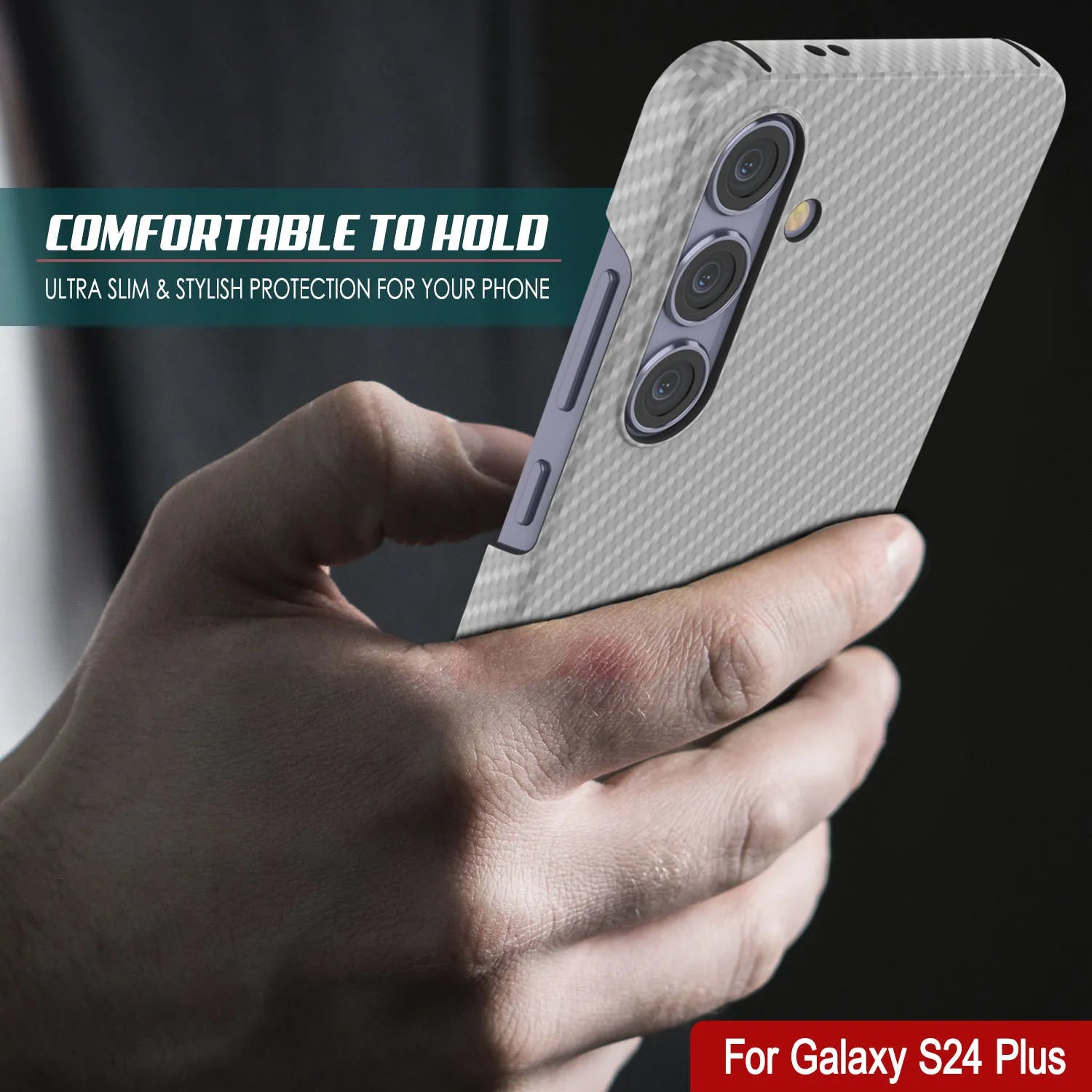 Galaxy S24 Plus Case, Punkcase CarbonShield, Heavy Duty & Ultra Thin Cover [shockproof][non slip] [White]