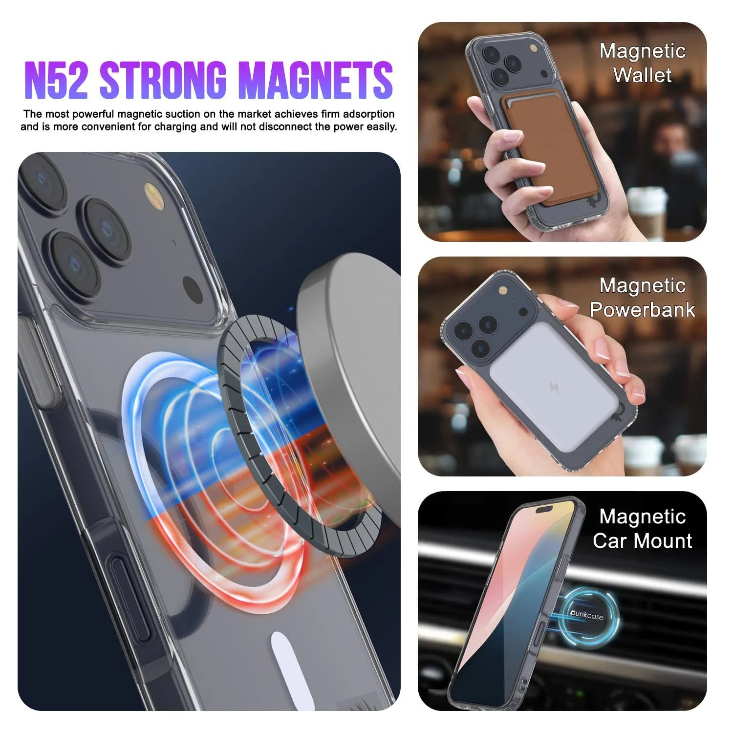 Punkcase iPhone 17 Pro Magnetic Wireless Charging Case [ClearMag Series][Clear]