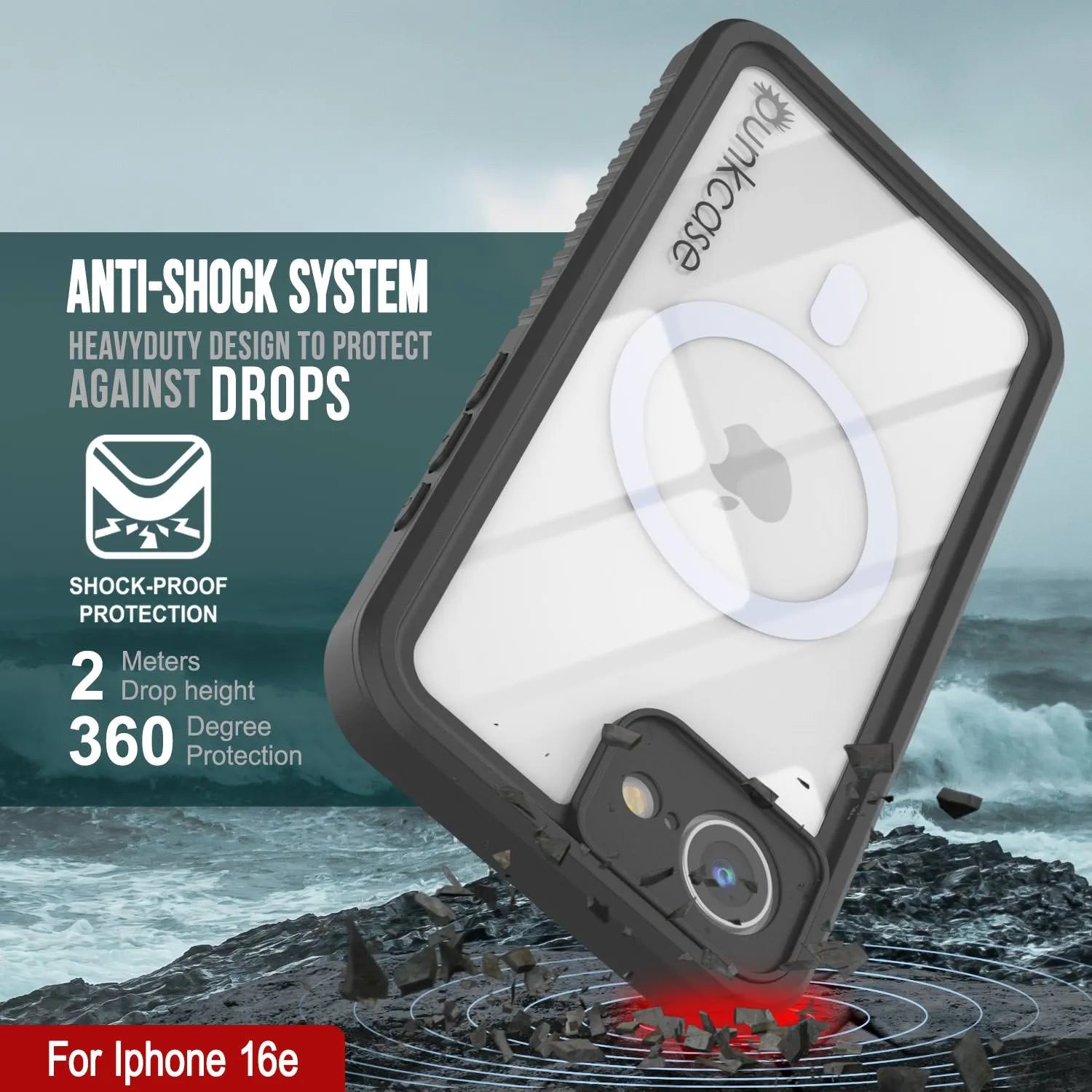 iPhone 16e  Waterproof Case, Punkcase [Extreme Mag Series] Armor Cover W/ Built In Screen Protector [Yellow]