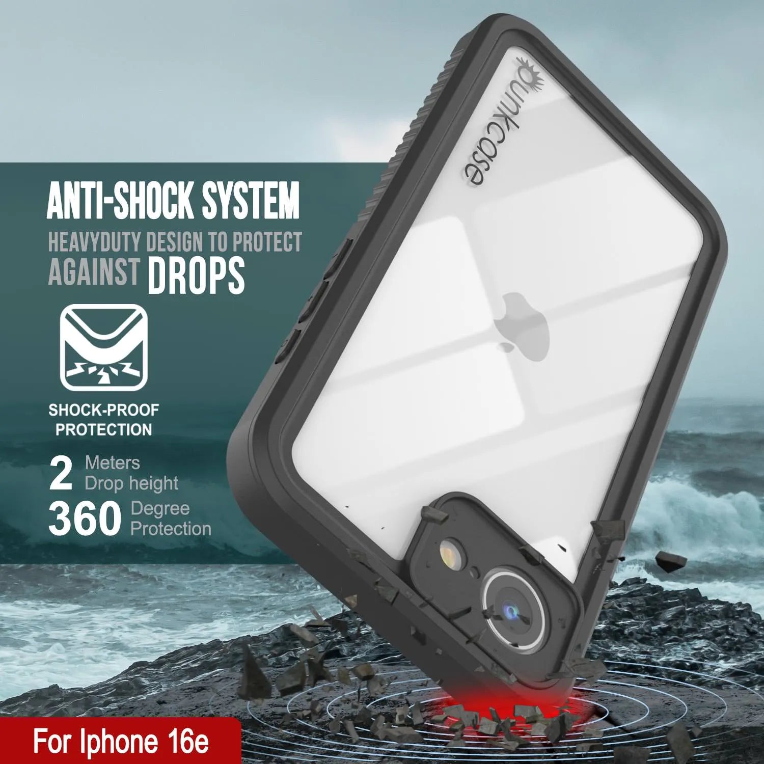 iPhone 16e Waterproof Case, Punkcase [Extreme Series] Armor Cover W/ Built In Screen Protector [Navy Blue]
