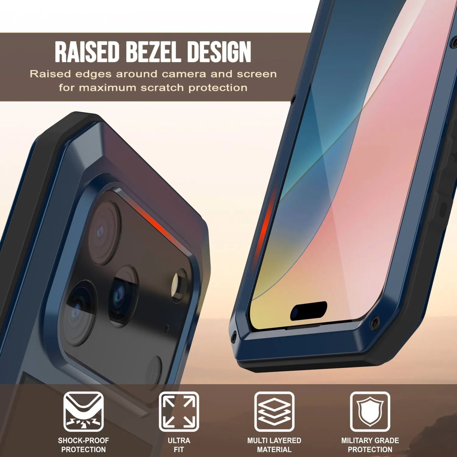 iPhone 17 Pro Metal Case, Heavy Duty Military Grade Armor Cover [shock proof] Full Body Hard [Blue]