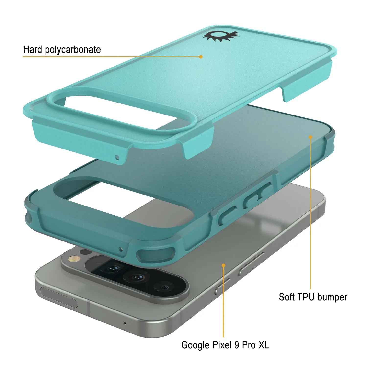 PunkCase Google Pixel 9 Pro XL Case, [Spartan 2.0 Series] Clear Rugged Heavy Duty Cover W/Built in Screen Protector [Blue]
