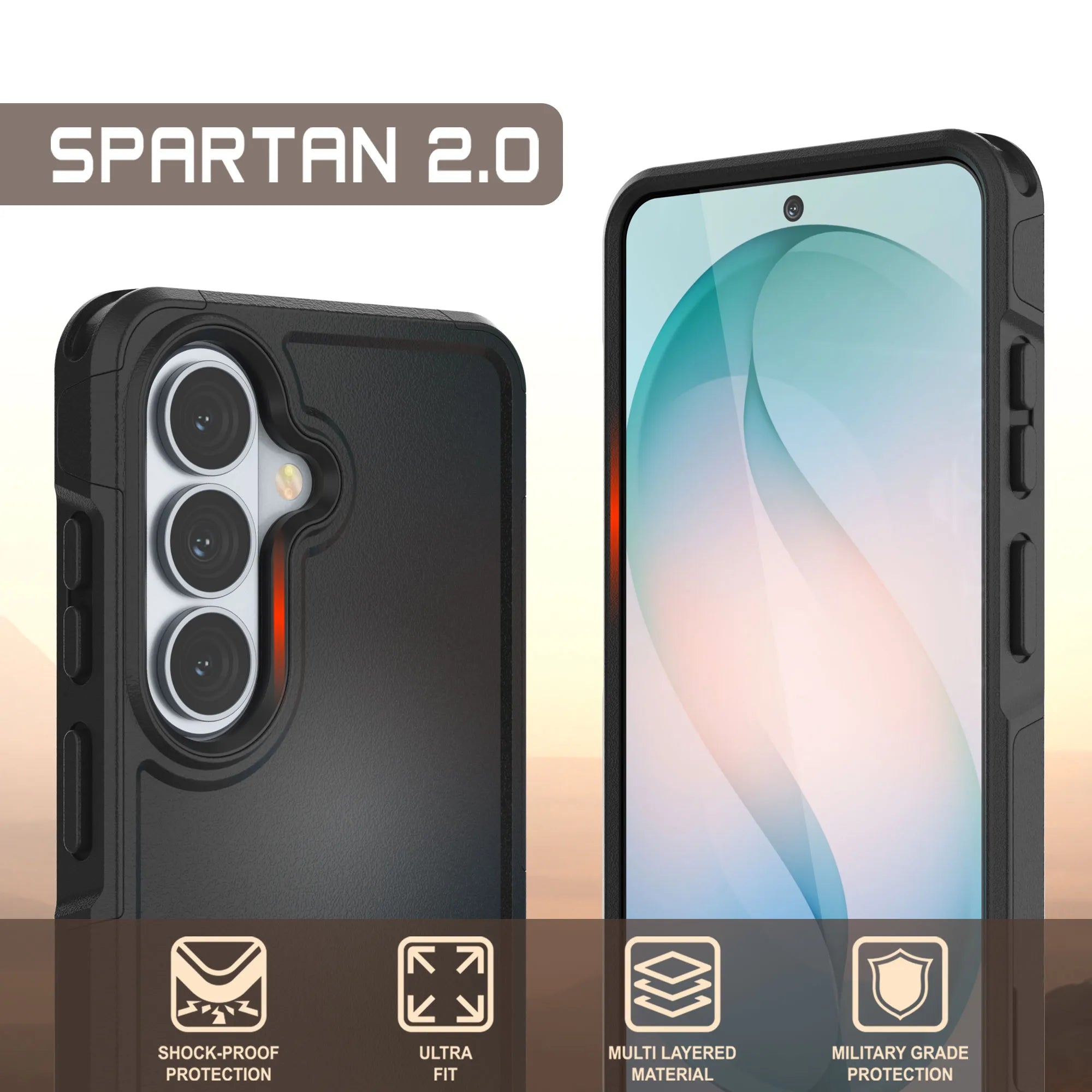 PunkCase Galaxy S26+ Plus Case, [Spartan 2.0 Series] Clear Rugged Heavy Duty Cover [Black]