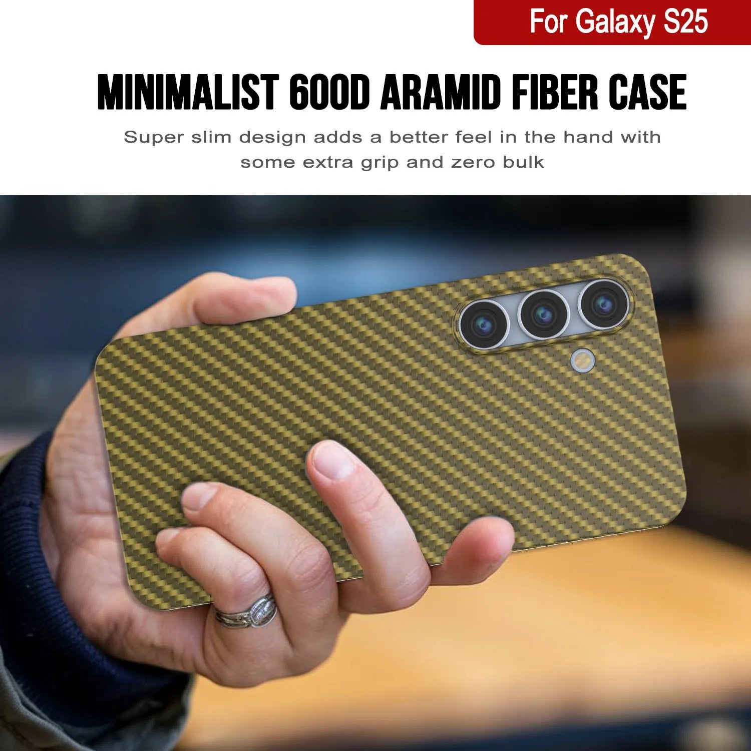 Punkcase Galaxy S25 Carbon Fiber Case [AramidShield Series] Ultra Slim & Light Kevlar [Rose]