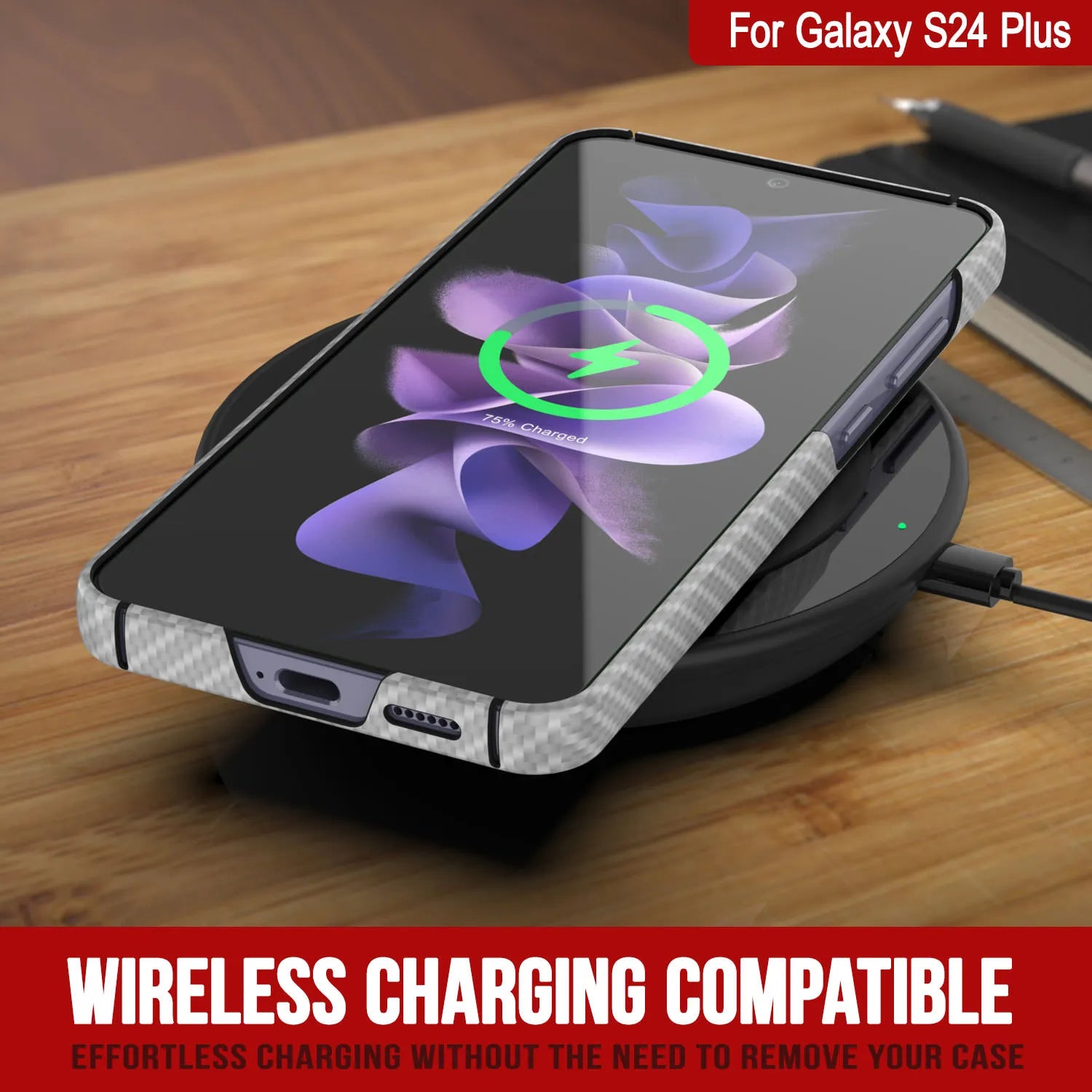 Galaxy S24 Plus Case, Punkcase CarbonShield, Heavy Duty & Ultra Thin Cover [shockproof][non slip] [White]