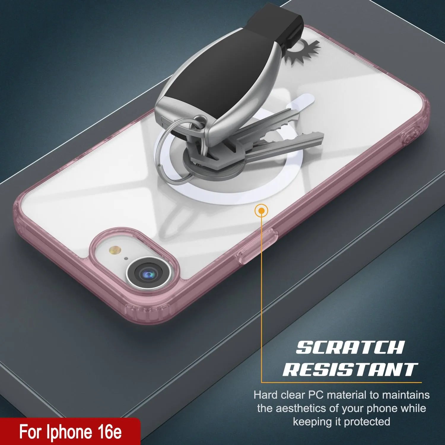 Punkcase iPhone 16e Magnetic Wireless Charging Case [ClearMag Series][Rose]