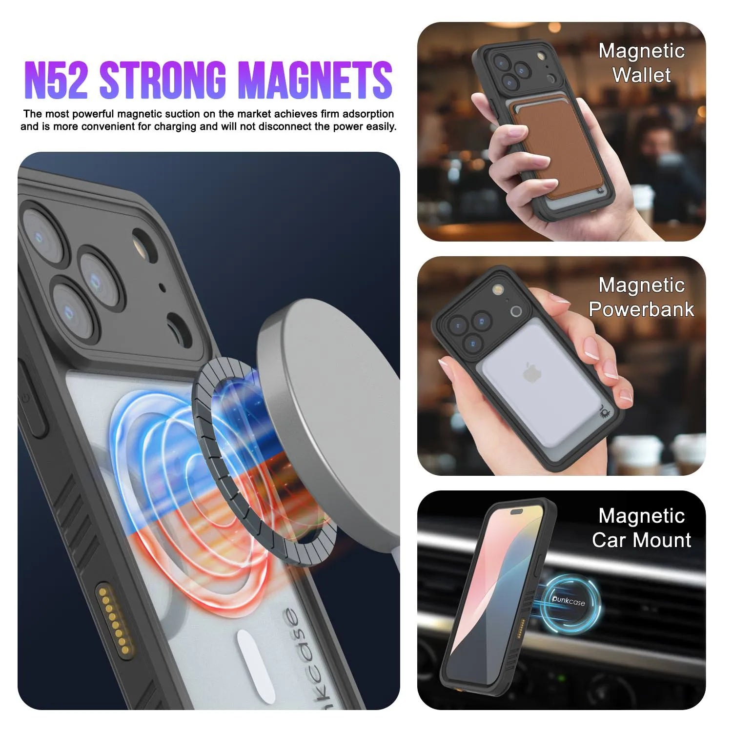 iPhone 17 Pro Max Waterproof Case, Punkcase [Extreme Mag Series] Armor Cover W/ Built In Screen Protector [Grey]