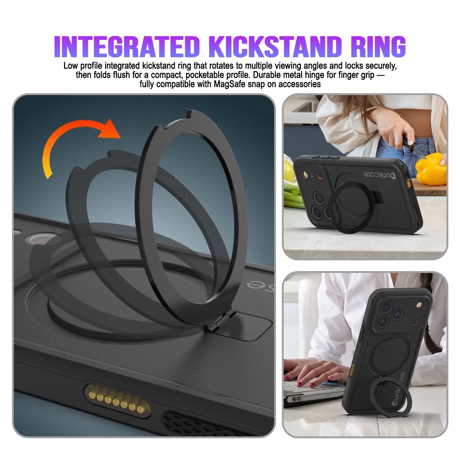 iPhone 17 pro Waterproof Case [Kickstud 2.0 Series] Protective IP68 Cover W/Screen Protector & Kickstand [Blue]