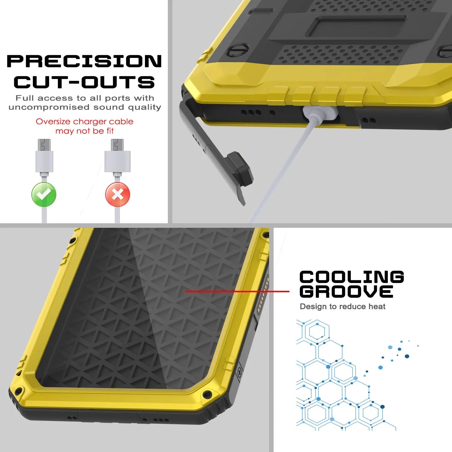 iPhone 16 Pro Metal Extreme 3.0 Series Aluminum Waterproof Case IP68 W/Buillt in Screen Protector & Kickstand [Yellow]