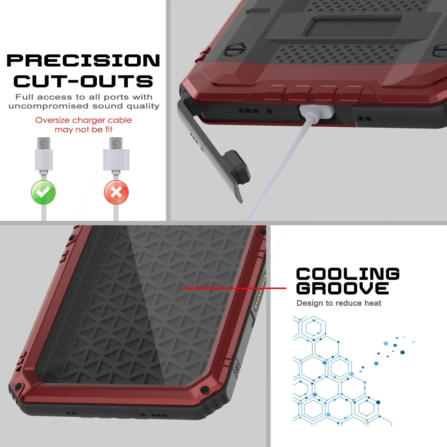 iPhone 16 Metal Extreme 3.0 Series Aluminum Waterproof Case IP68 W/Buillt in Screen Protector & Kickstand [Red]