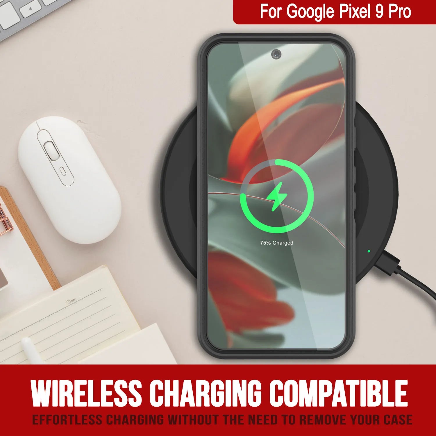 PunkCase Google Pixel 9 Pro Case, [Spartan 2.0 Series] Clear Rugged Heavy Duty Cover W/Built in Screen Protector [Black]