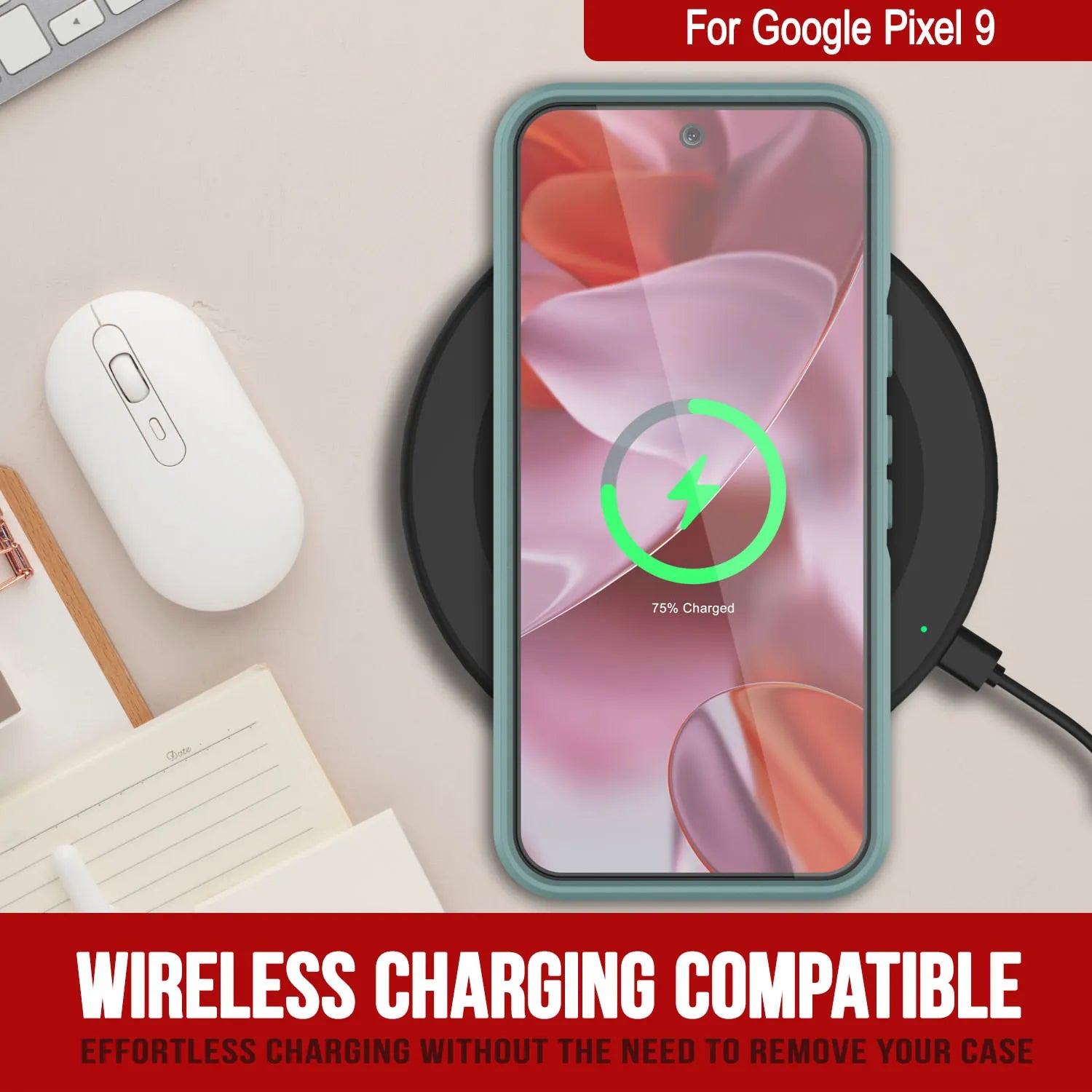 PunkCase Google Pixel 9 Case, [Spartan 2.0 Series] Clear Rugged Heavy Duty Cover W/Built in Screen Protector [Teal]