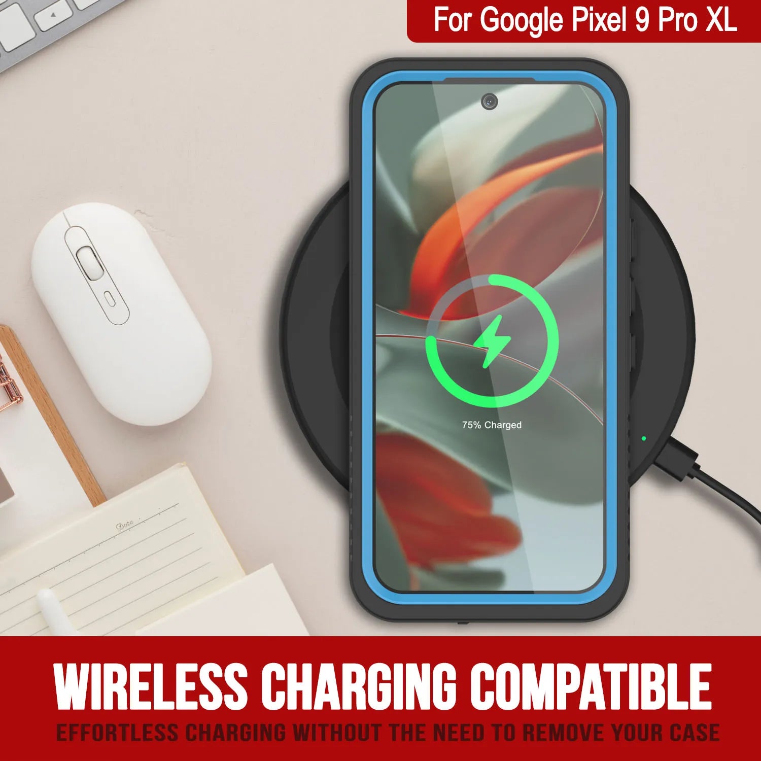Google Pixel 9 Pro XL Waterproof Case, Punkcase [Extreme Series] Armor Cover W/ Built In Screen Protector [Light Blue]