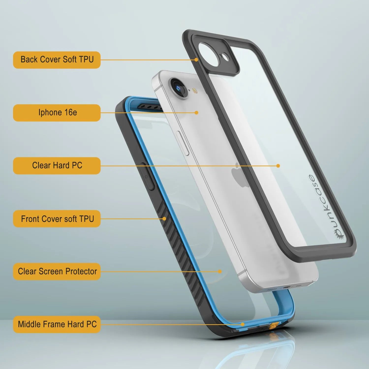 iPhone 16e Waterproof Case, Punkcase [Extreme Series] Armor Cover W/ Built In Screen Protector [Navy Blue]