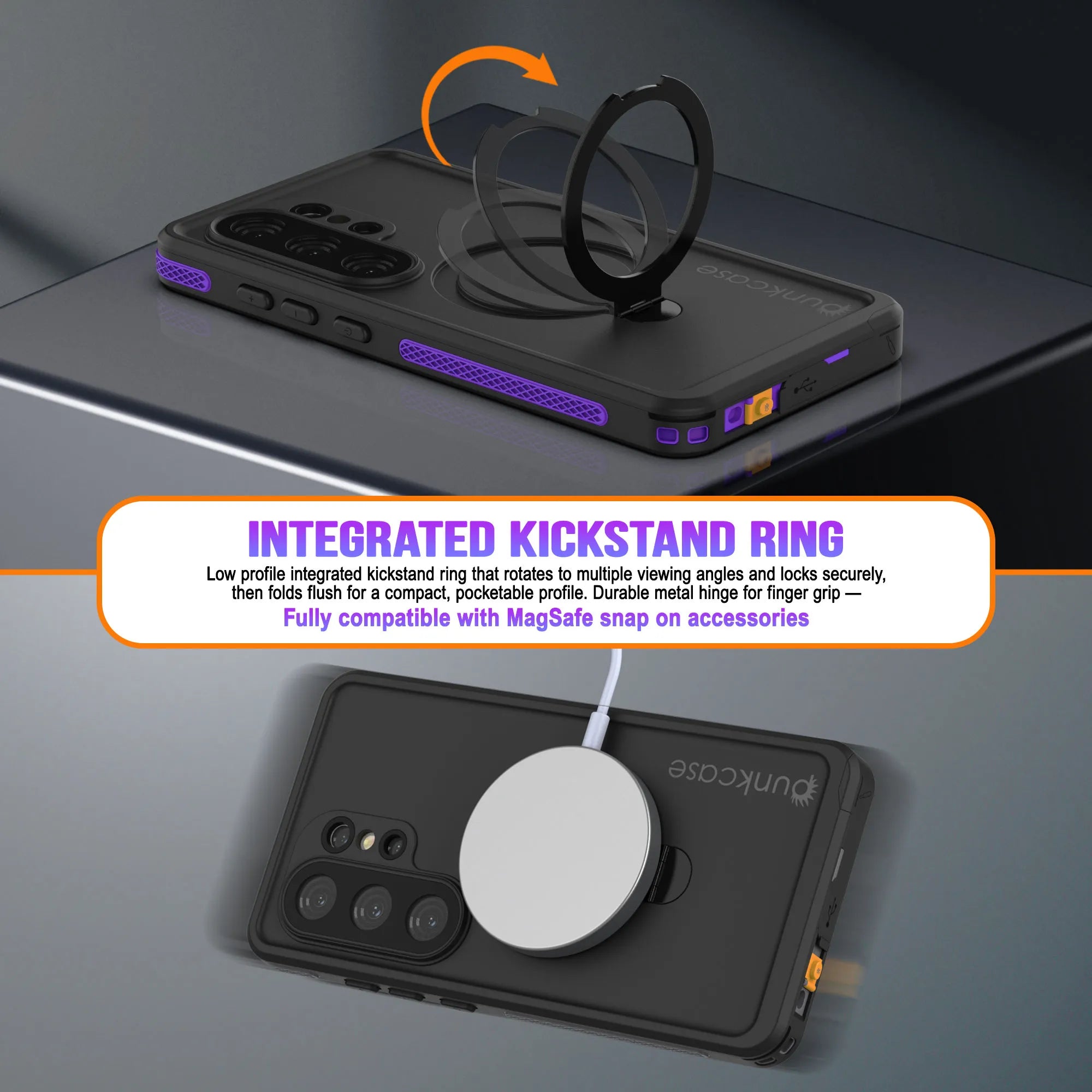 Galaxy S26 Ultra Waterproof Case [Kickstud 2.0 Series] Protective IP68 Cover W/Screen Protector & Kickstand [Purple]