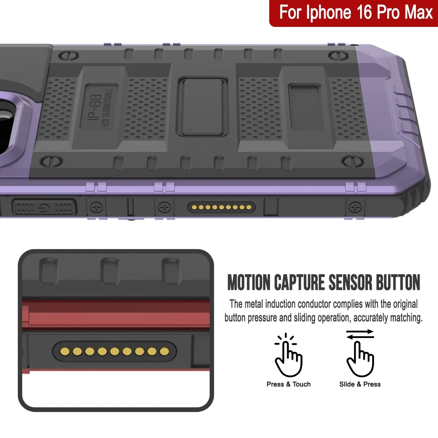iPhone 16 Pro Max Metal Extreme 3.0 Series Aluminum Waterproof Case IP68 W/Buillt in Screen Protector & Kickstand [Purple]