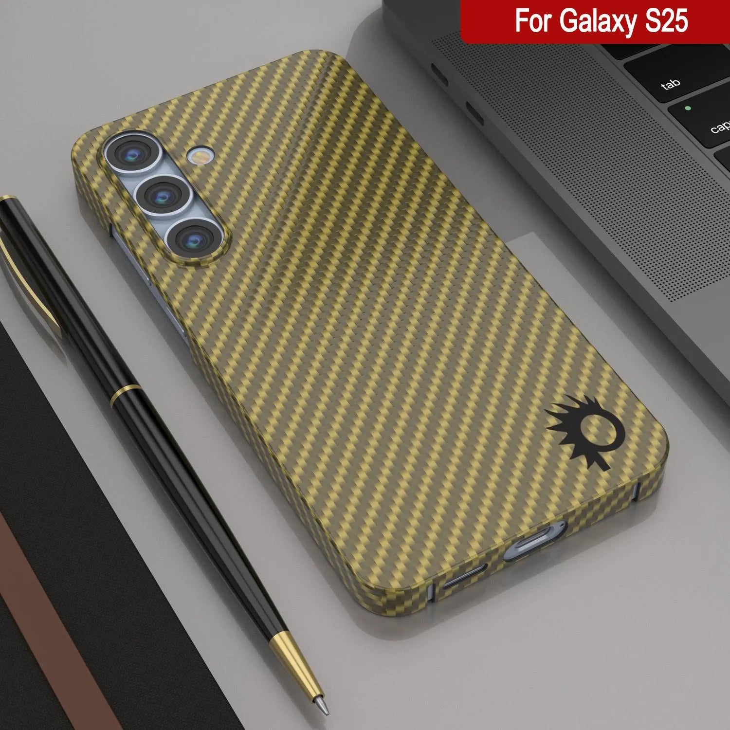 Punkcase Galaxy S25 Carbon Fiber Case [AramidShield Series] Ultra Slim & Light Kevlar [Rose]