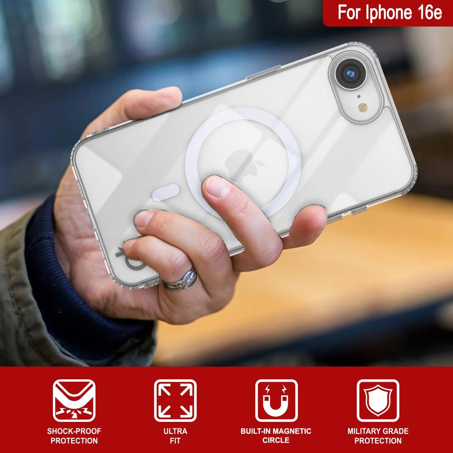 Punkcase iPhone 16e Magnetic Wireless Charging Case [ClearMag Series][Clear]