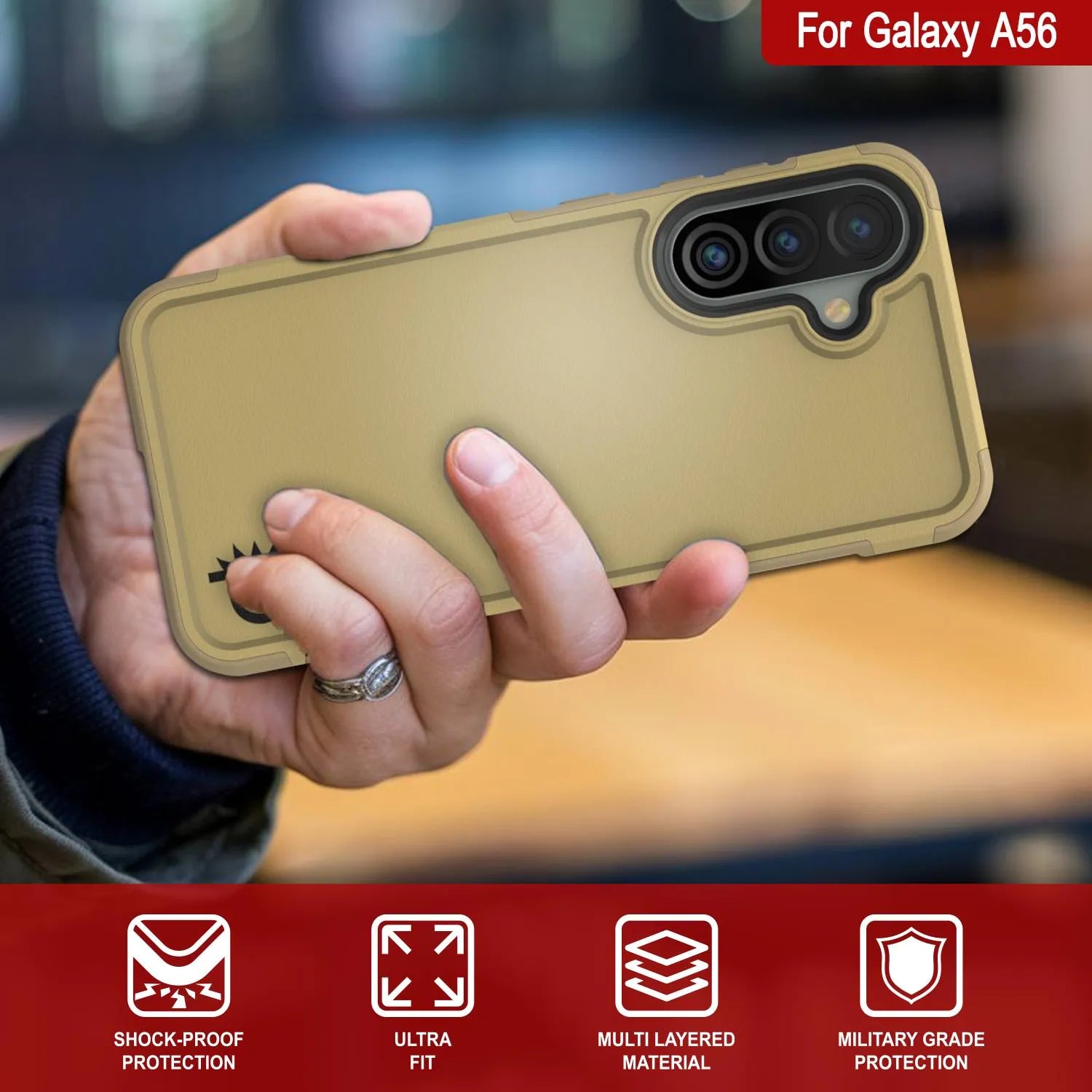 PunkCase Galaxy A56 Case, [Spartan 2.0 Series] Clear Rugged Heavy Duty Cover [Yellow]