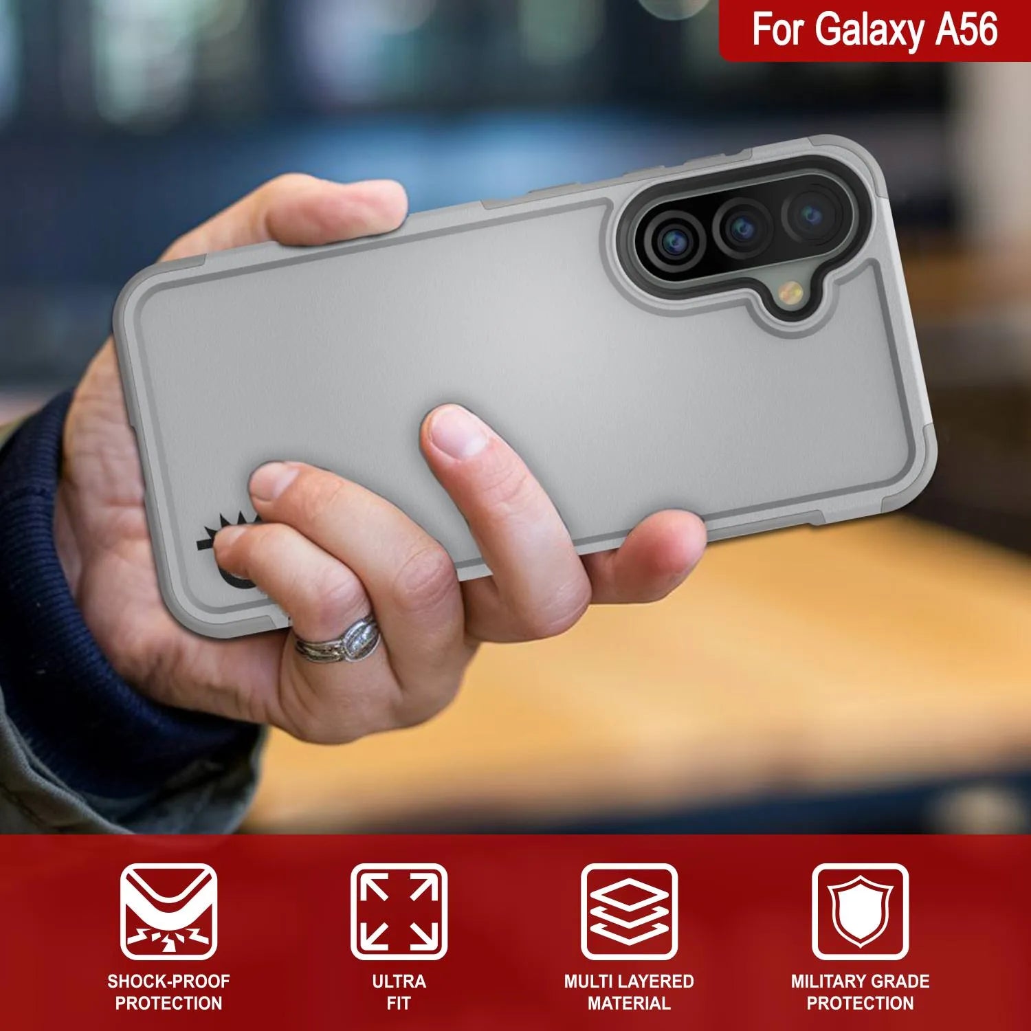 PunkCase Galaxy A56 Case, [Spartan 2.0 Series] Clear Rugged Heavy Duty Cover [White]