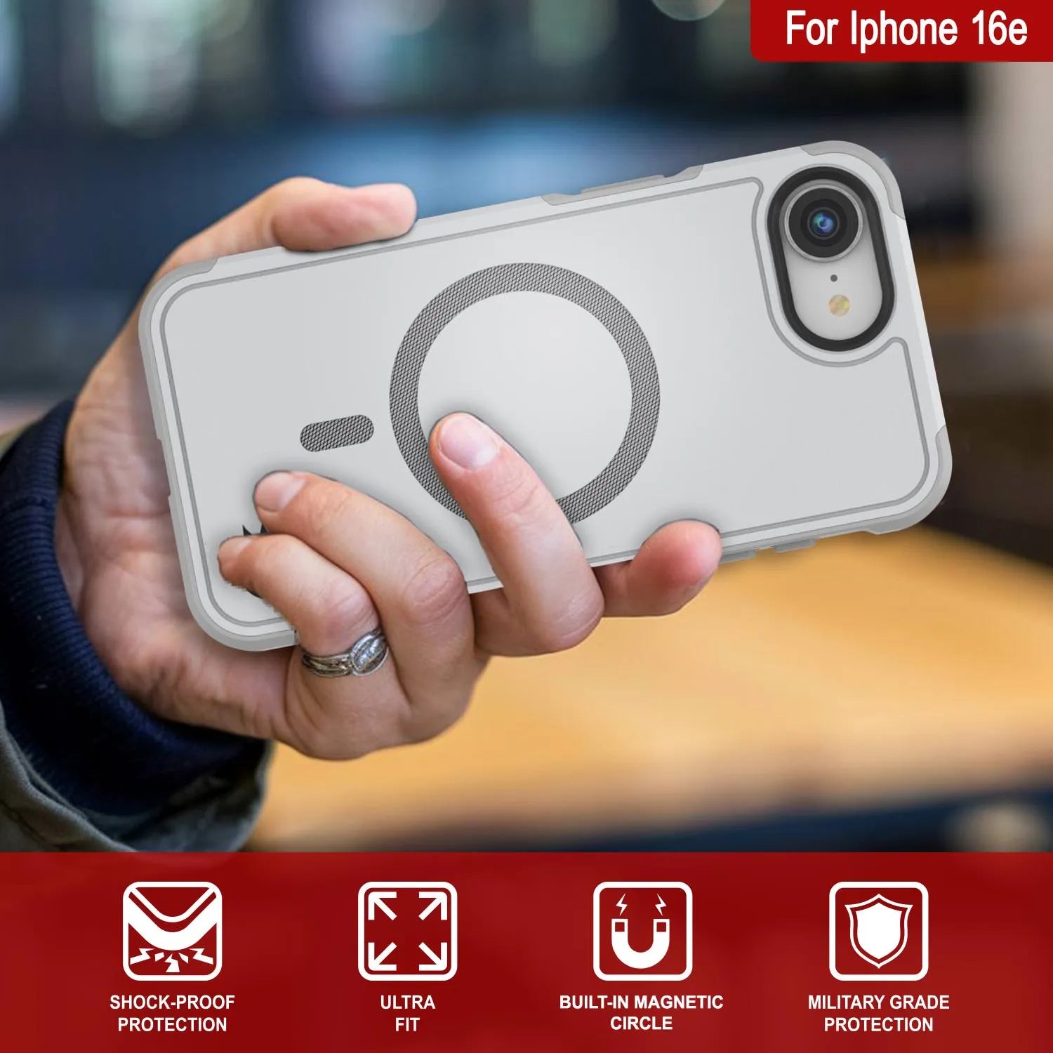 PunkCase iPhone 16e Case, [Spartan 2.0 Series] Clear Rugged Heavy Duty Cover W/Built in Screen Protector [white]