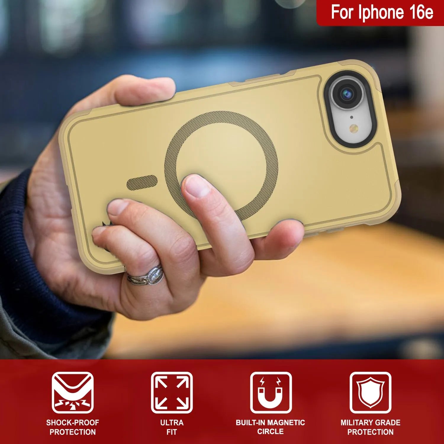 PunkCase iPhone 16e Case, [Spartan 2.0 Series] Clear Rugged Heavy Duty Cover W/Built in Screen Protector [yellow]