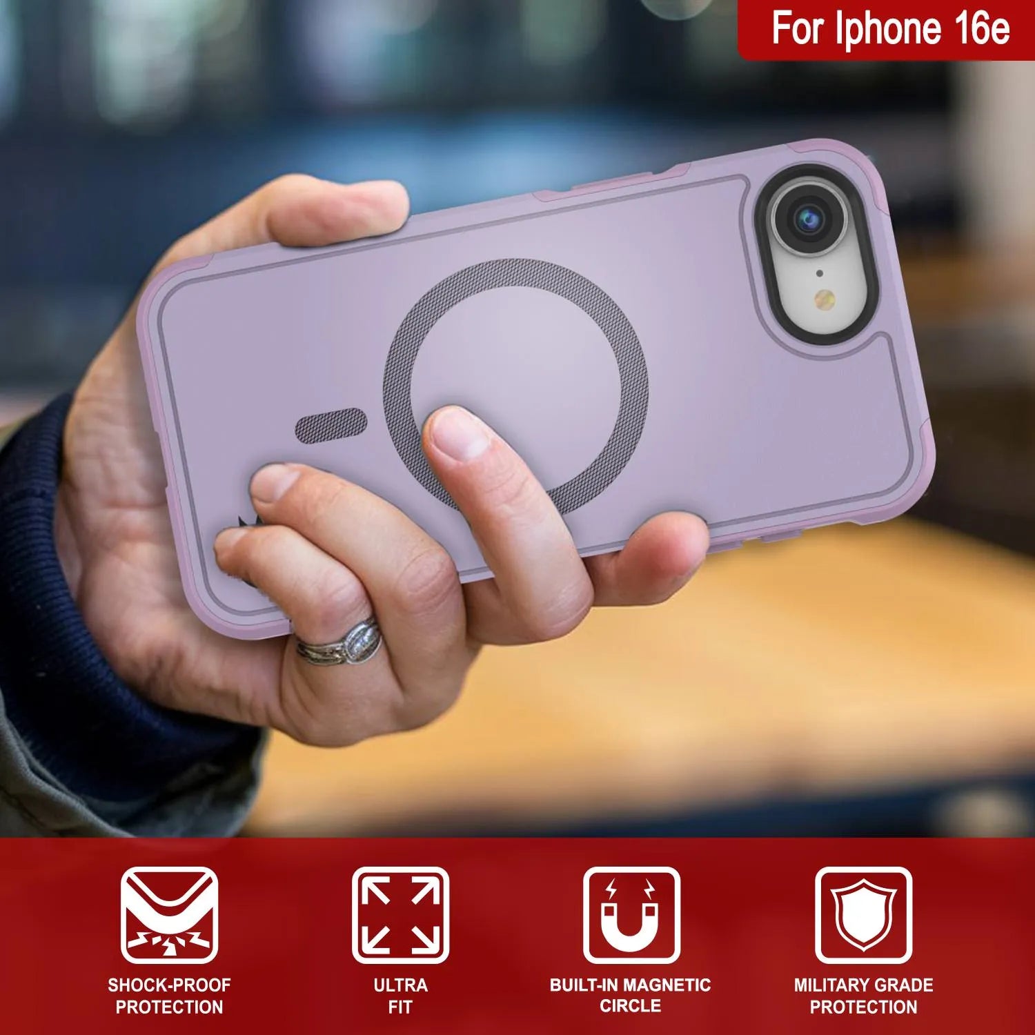 PunkCase iPhone 16e Case, [Spartan 2.0 Series] Clear Rugged Heavy Duty Cover W/Built in Screen Protector [lilac]