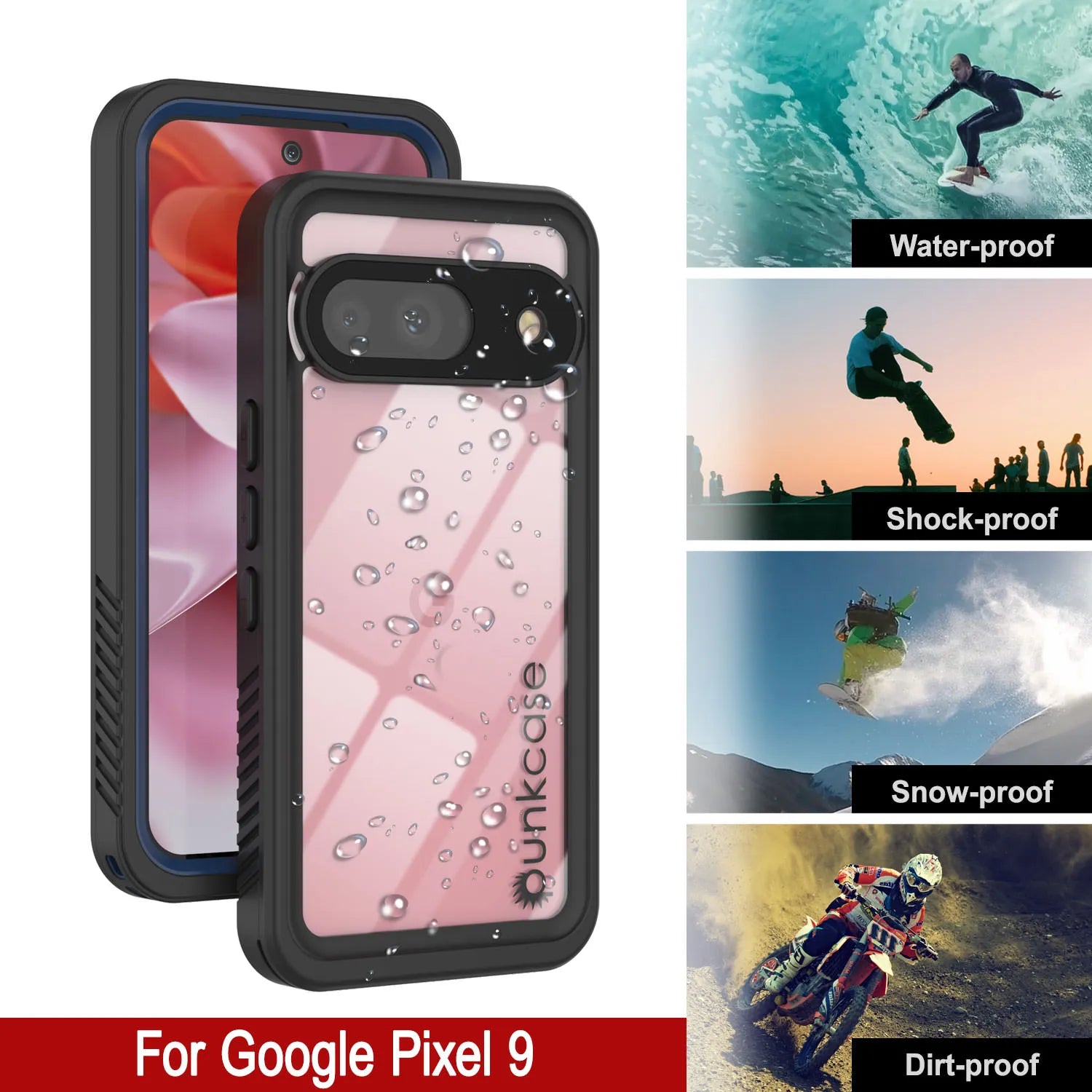 Google Pixel 9  Waterproof Case, Punkcase [Extreme Series] Armor Cover W/ Built In Screen Protector [Navy Blue]