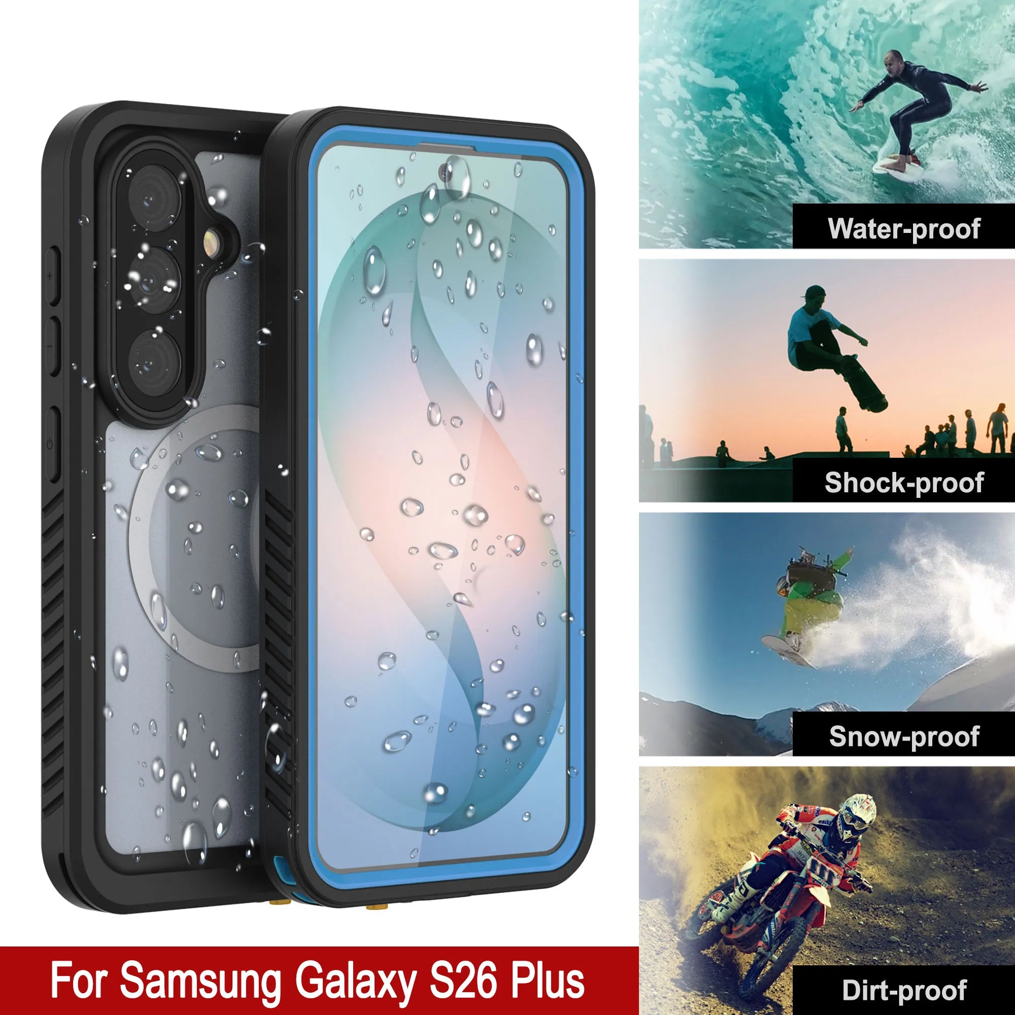 Galaxy S26 Plus Waterproof Case, Punkcase [Extreme Mag Series] Armor Cover W/ Built In Screen Protector [Blue]