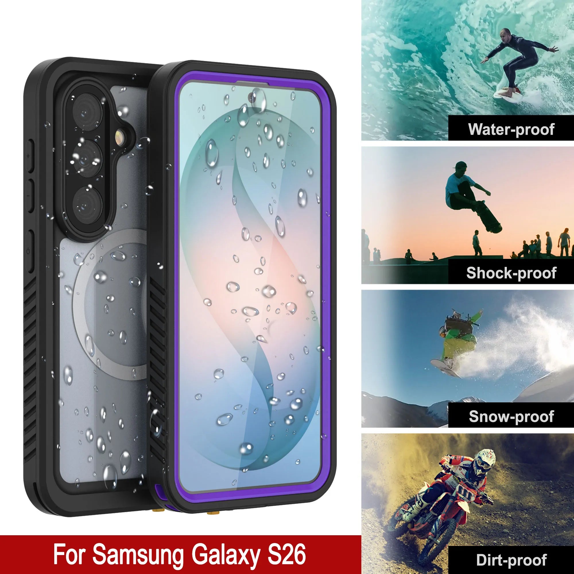 Galaxy S26 Waterproof Case, Punkcase [Extreme Mag Series] Armor Cover W/ Built In Screen Protector [Grey]