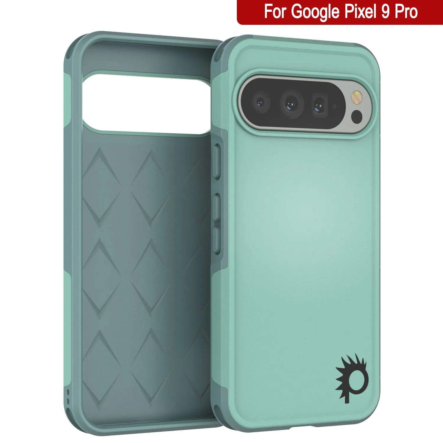PunkCase Google Pixel 9 Pro Case, [Spartan 2.0 Series] Clear Rugged Heavy Duty Cover W/Built in Screen Protector [Teal]