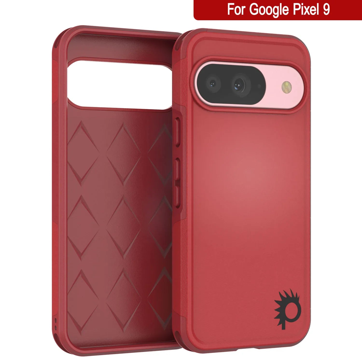 PunkCase Google Pixel 9 Case, [Spartan 2.0 Series] Clear Rugged Heavy Duty Cover W/Built in Screen Protector [Red]